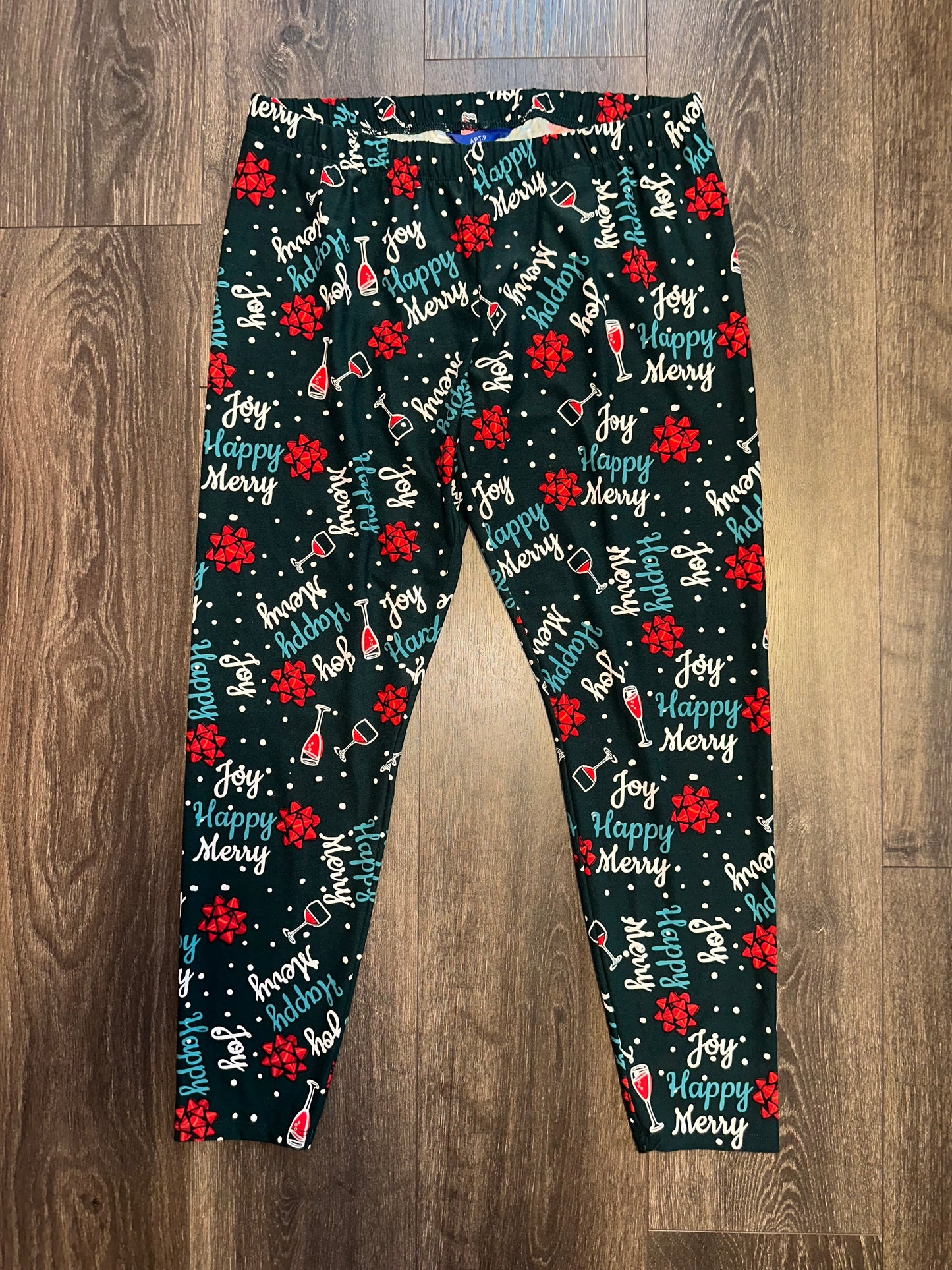 Apt. 9 (Large) Green Christmas Wine Pattern Pj Legging Bottoms