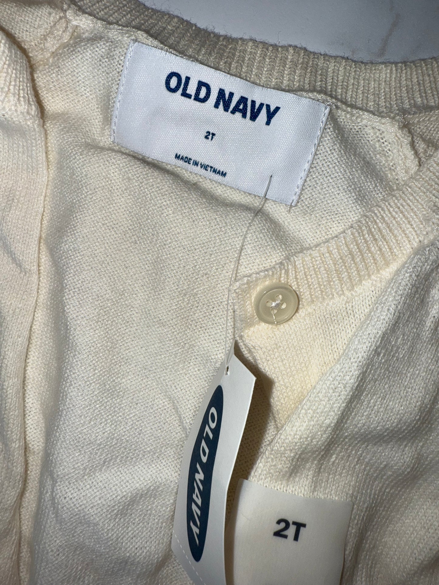 NWT Old Navy (2T) Brand New Cream Button Up Lightweight Cardigan