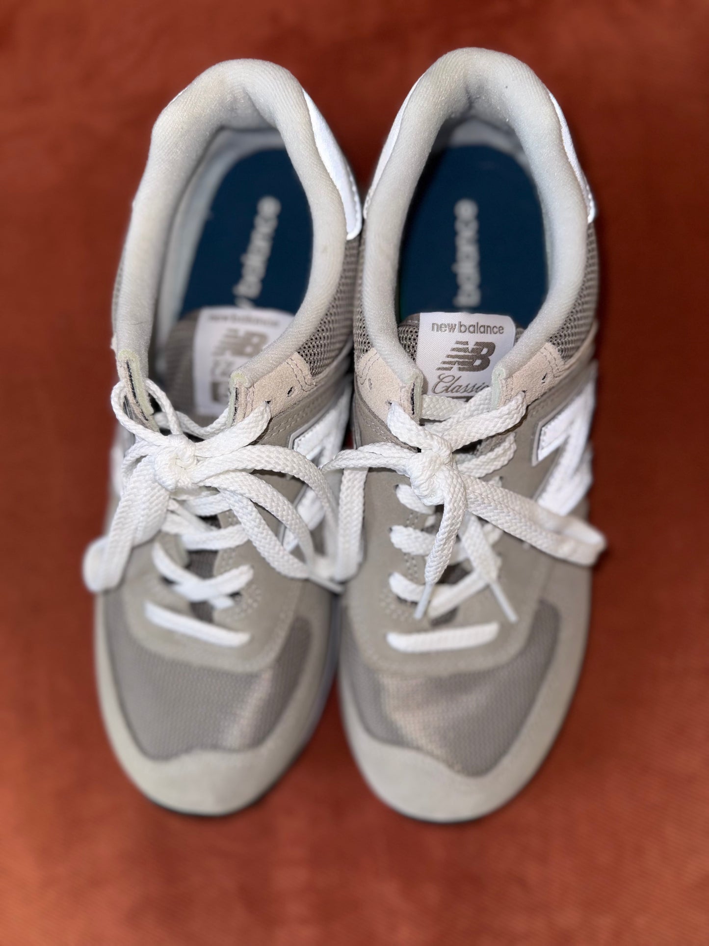 New Balance (9.5M or 11W) White//Grey 574 Classic Core Sneakers