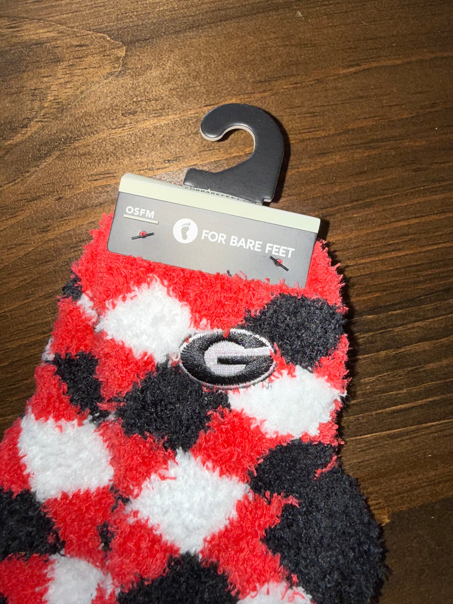 NWT For Bare Feet (OS) Brand New Diamond Georgia Bulldogs Fuzzy Socks