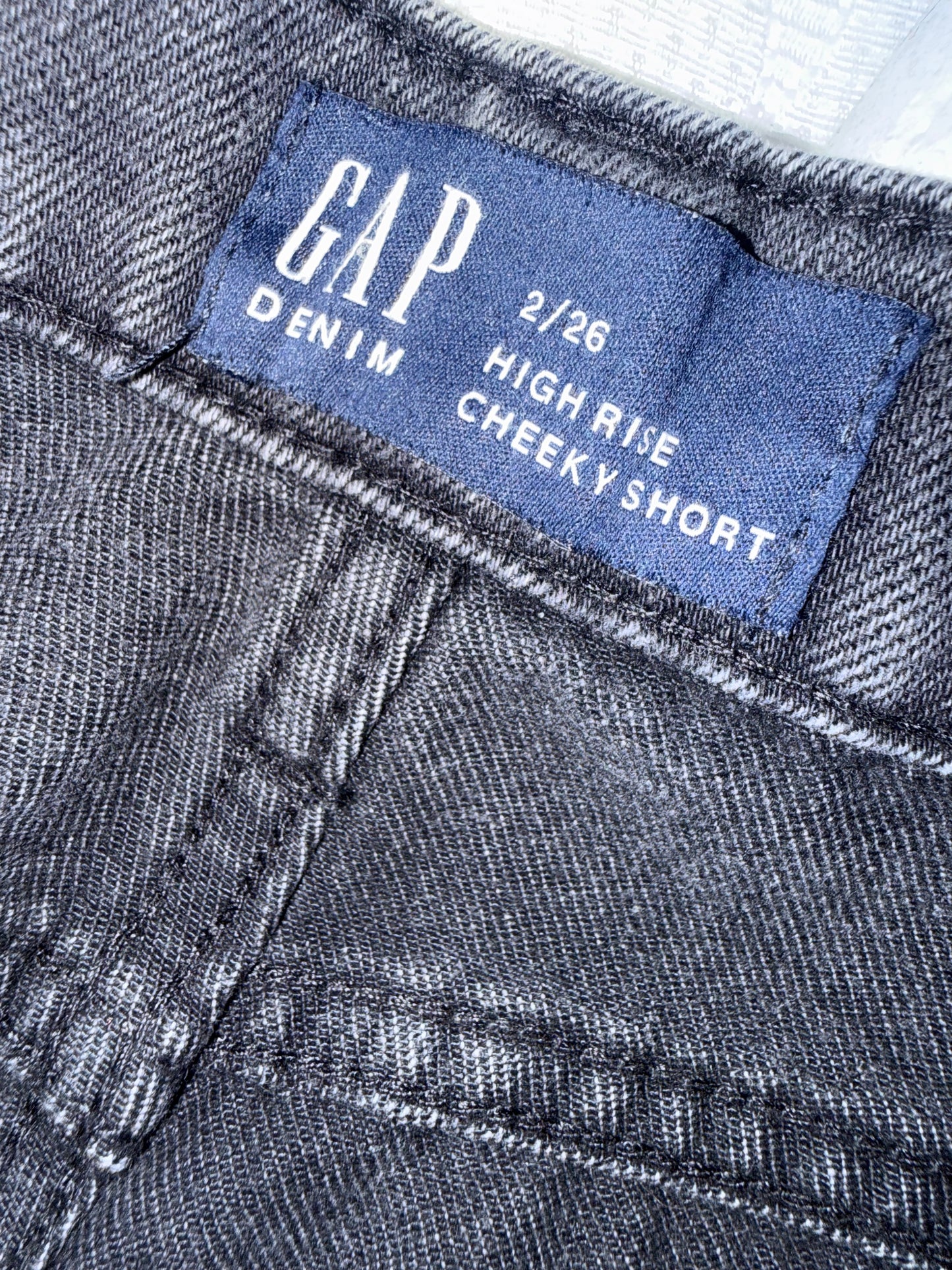 Gap (2) Black Denim High Rise Cheeky Short Jean Shorts