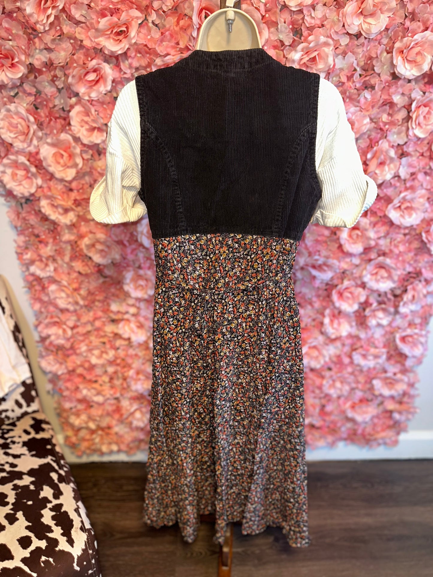 Kathy Ireland 2 Piece Corduroy//Floral Button Up Dress