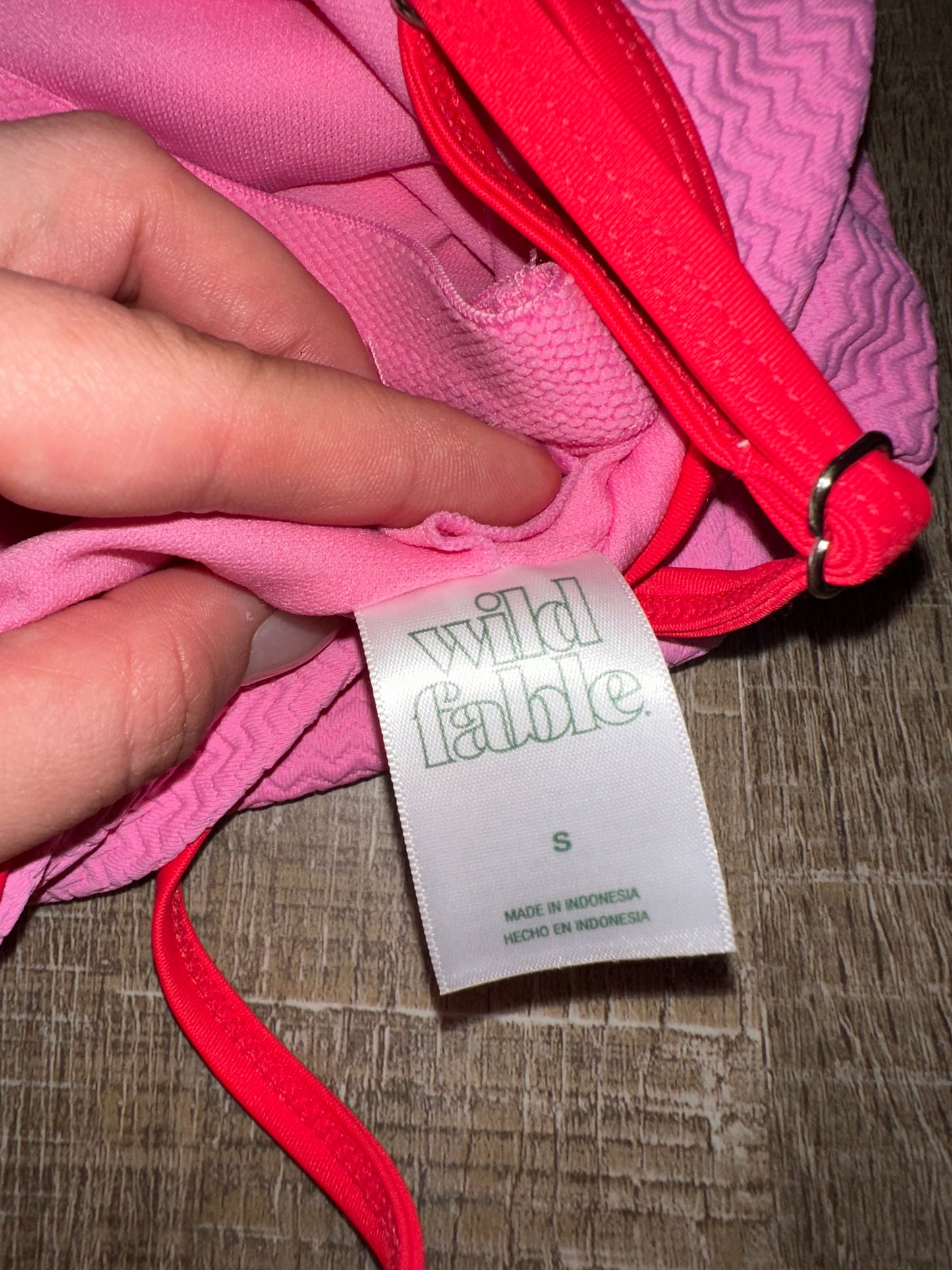 Wild Fable (Small) Brand New Hot Pink Textured One Piece Swimsuit with Low Neck