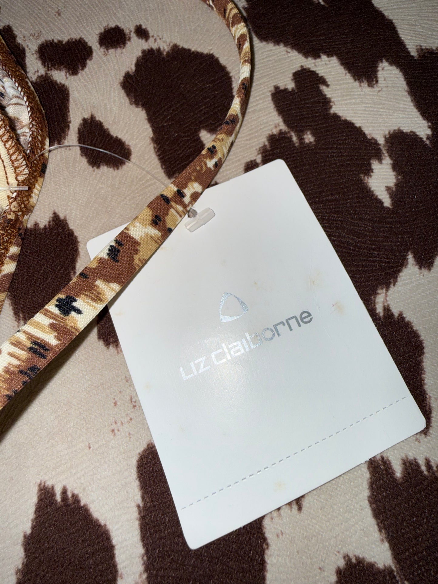 NWT Liz Claiborne (16) Brand New Neutral Cheetah Print Tankini Swim Top