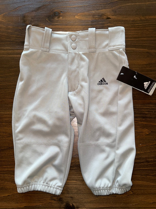 NWT Adidas (Kids XS) Brand New Light Grey Knicker Baseball Pants