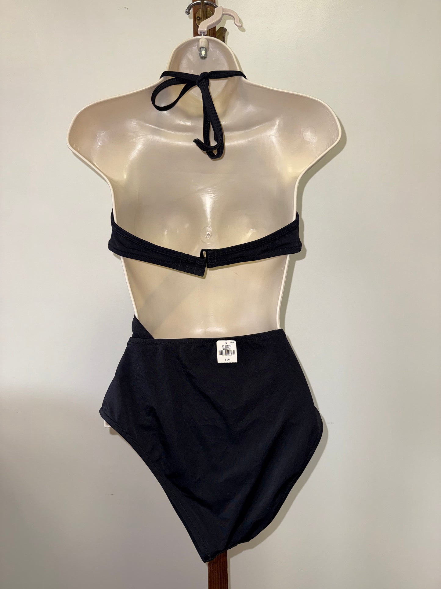 NWT PINK Victoria's Secret (L) Brand New Black & White Cutout One-Piece Swimsuit