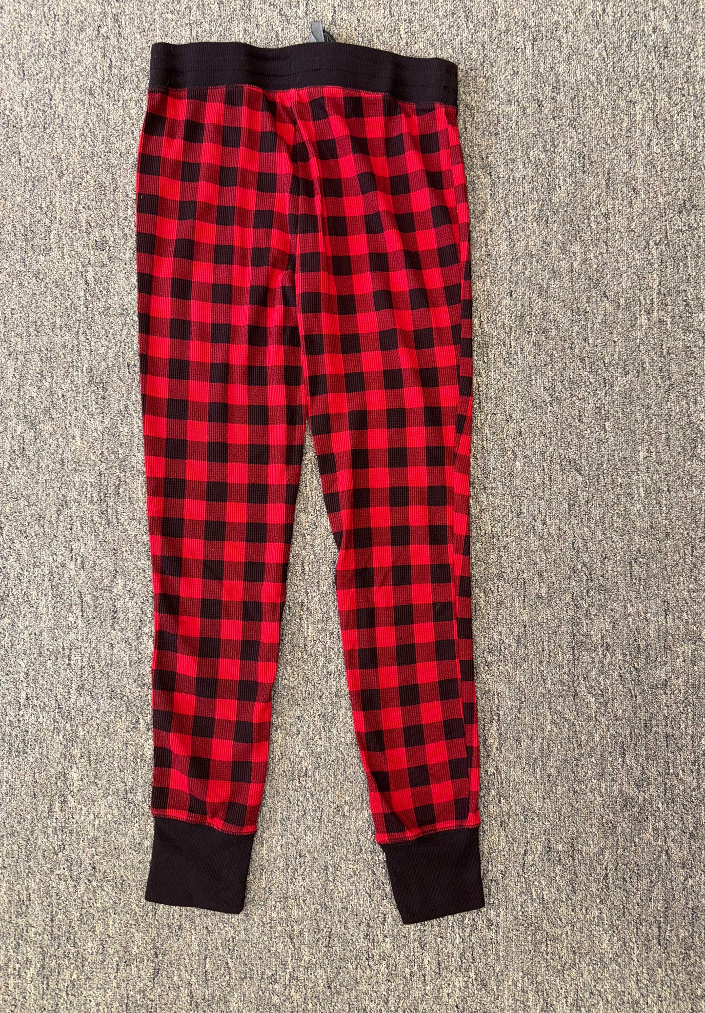 Eddie Bauer (Small) Black & Red Plaid Waffle Knit Jogger Sleepwear PJ Bottoms