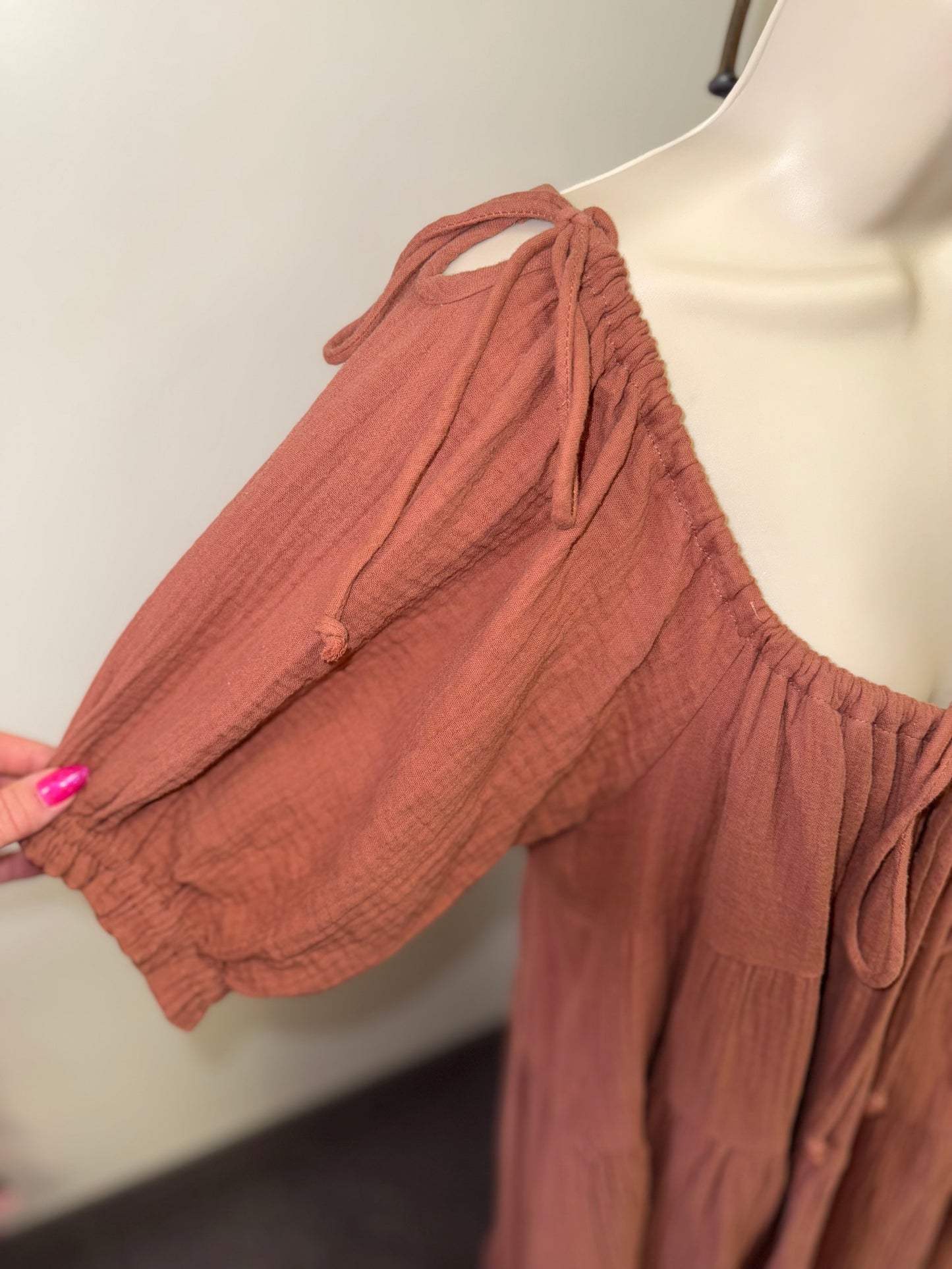 By Together (Medium) Burnt Orange Ruffle Maxi Dress