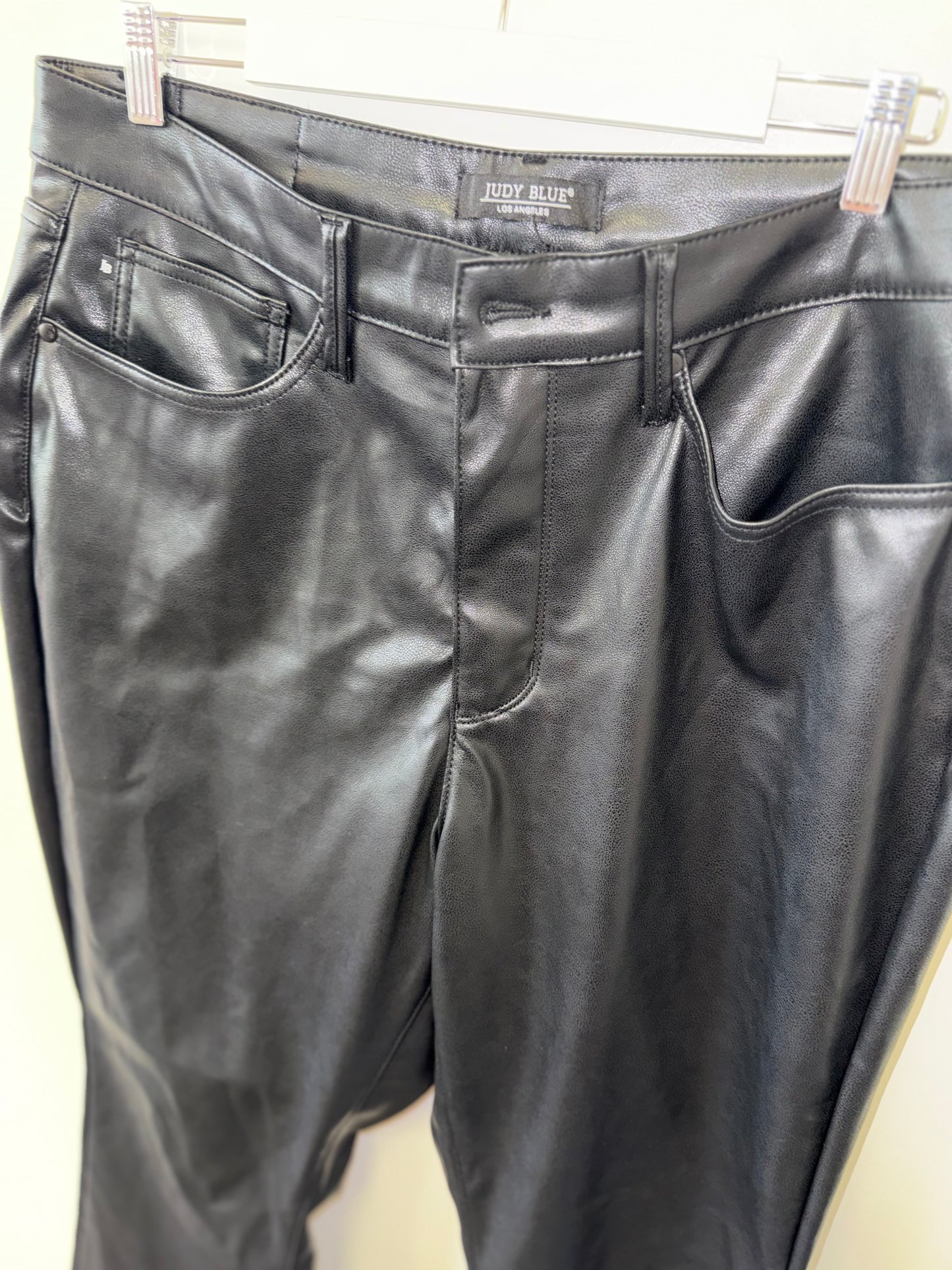 Judy Blue (18W) Black Faux Leather Bootcut Pants