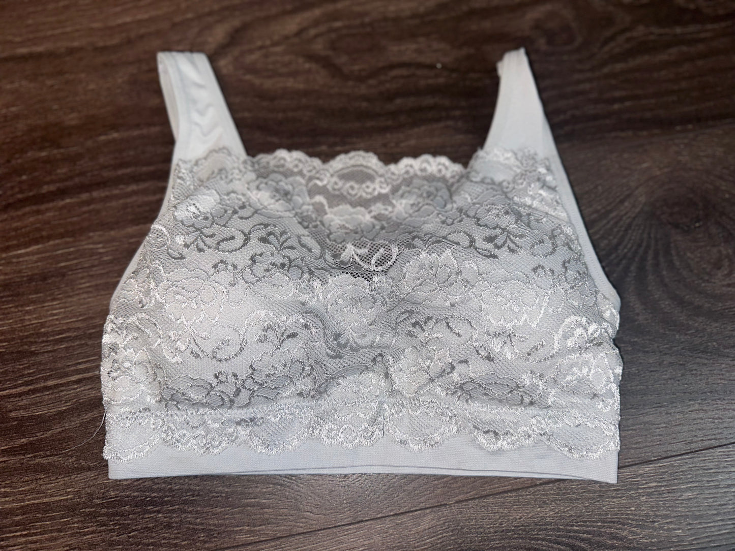 Zenana (S//M) Grey Lace Padded Sports Bra