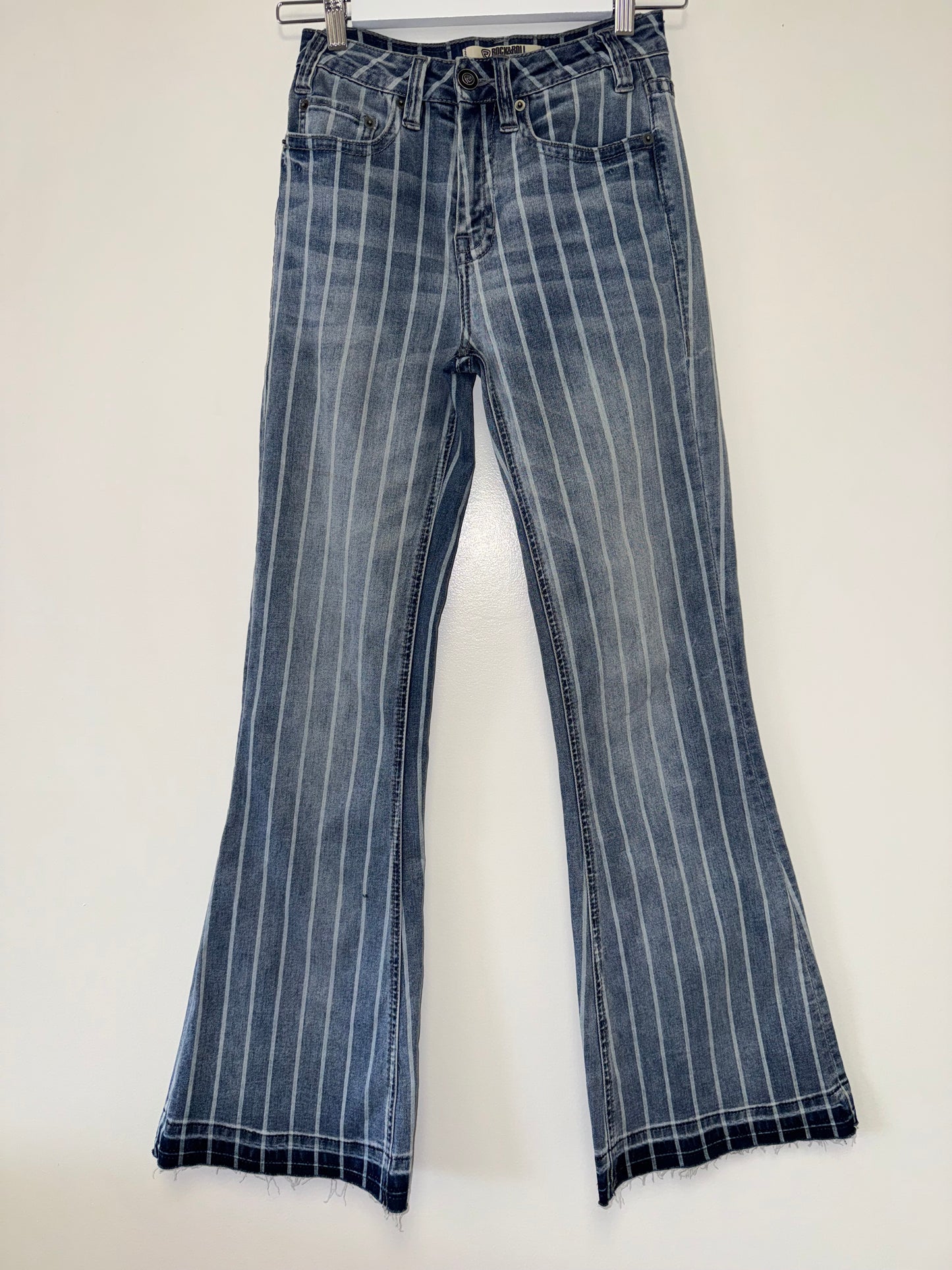 Rock&Roll (24) Striped High Rise Trouser Denim Bootcut Jeans