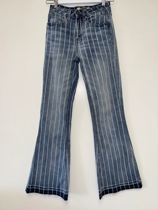 Rock&Roll (24) Striped High Rise Trouser Denim Bootcut Jeans