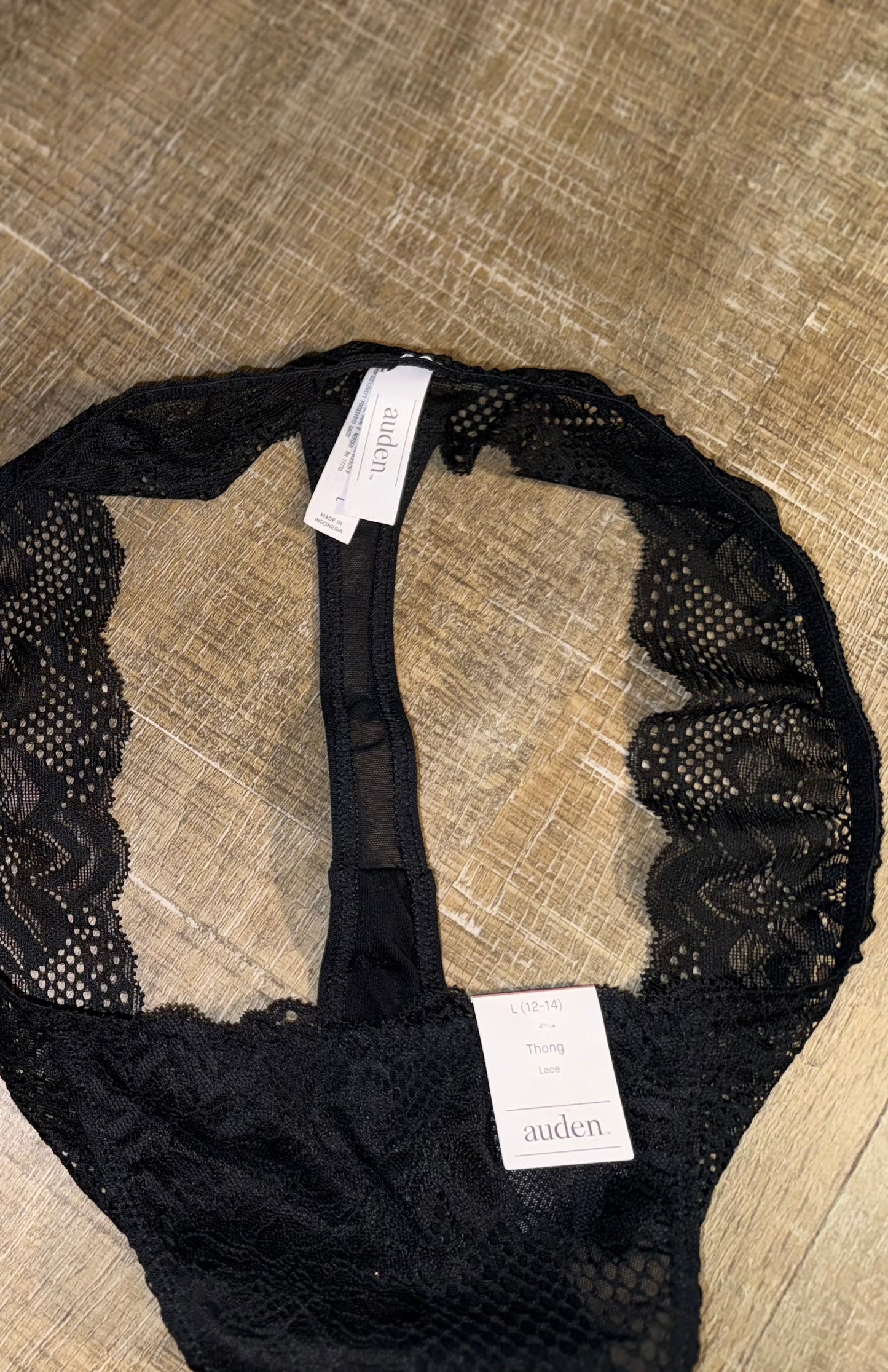 NWT Auden (Large) Brand New Black Lace Thong Style Undies