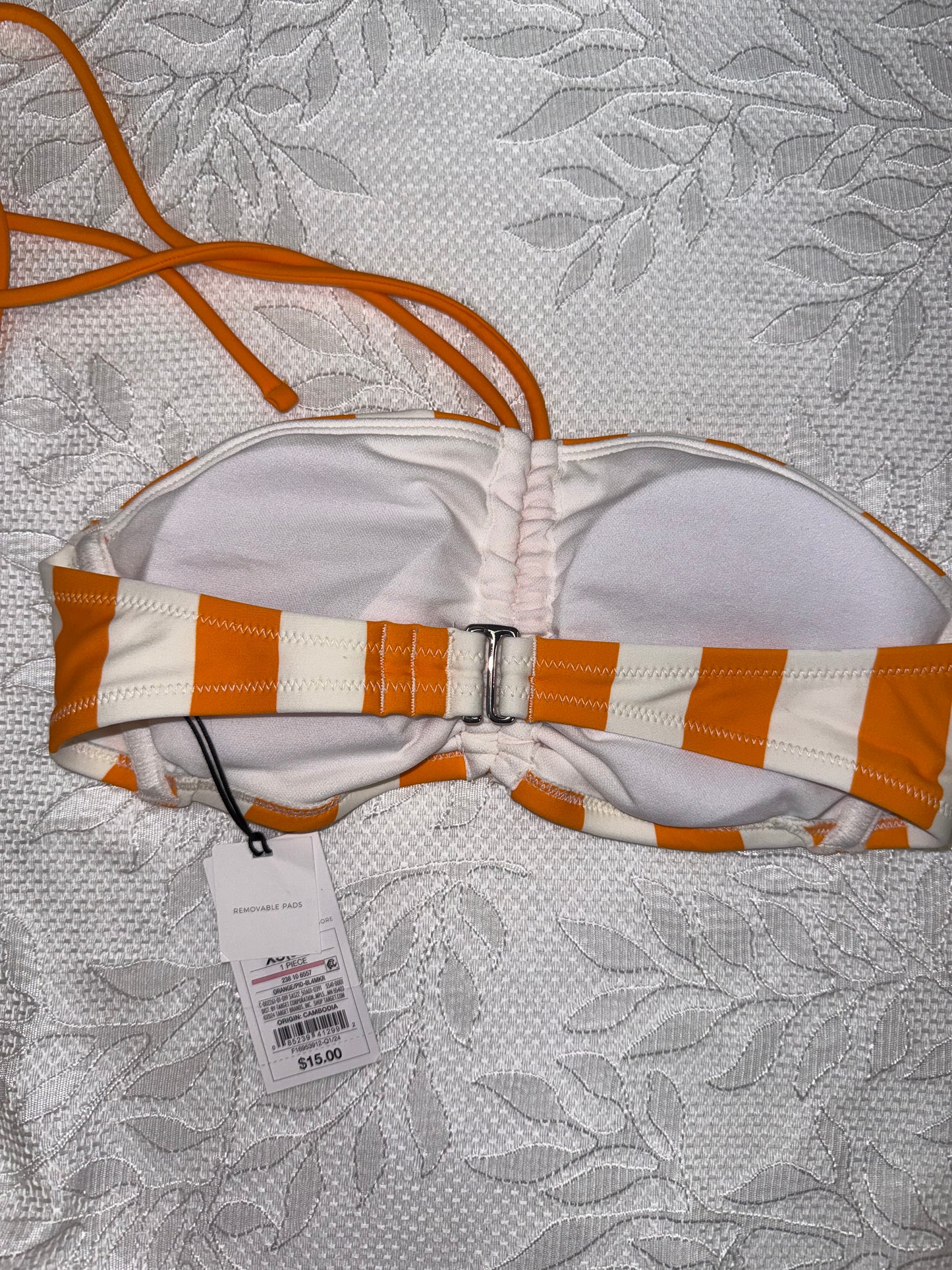 NWT Shade & Shore (XS) Brand New Orange & White Striped Halter Bikini Top
