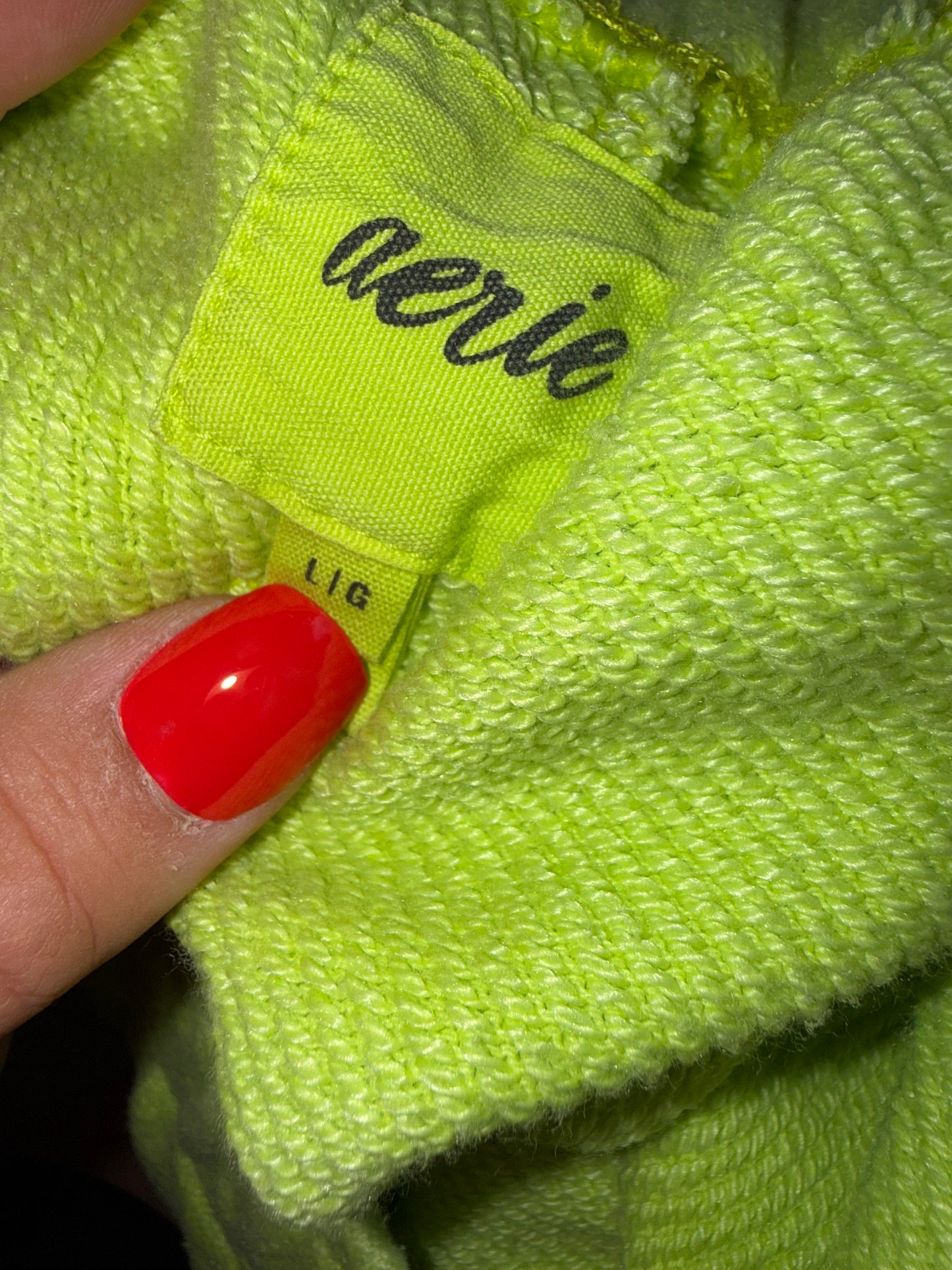 Aerie (Large) Neon Green Cut Off Sweat Shorts with Pockets