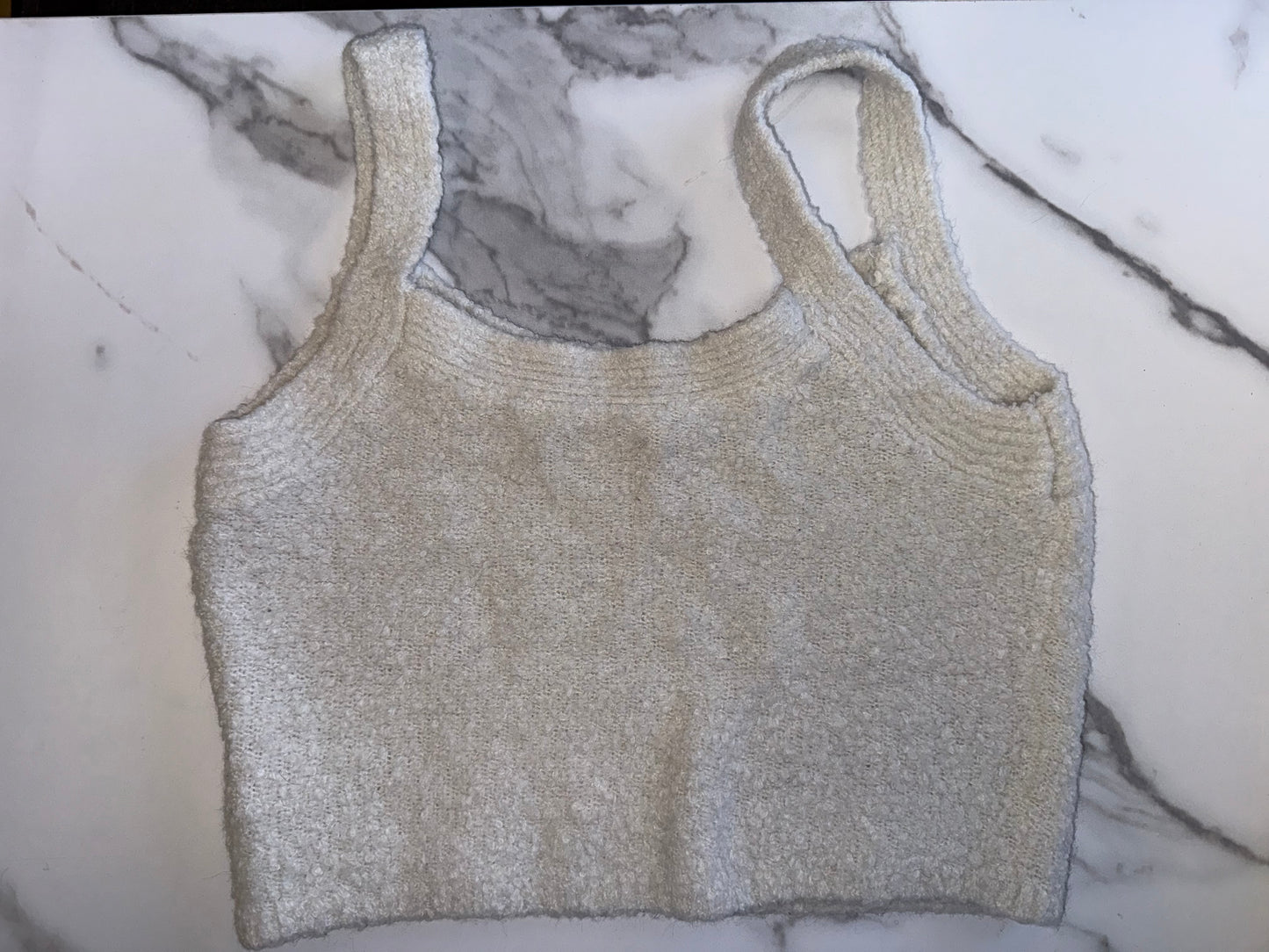 Abercrombie & Fitch (L) Off White Sherpa Lounge Collection Tank & Shorts Set