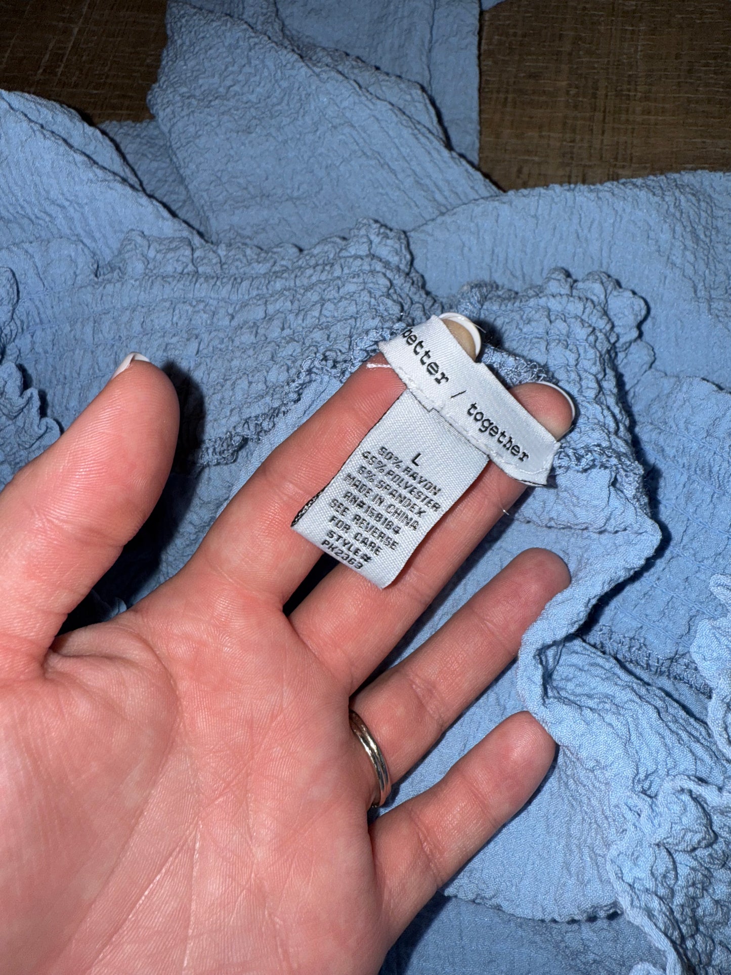 NWT Better Together (Large) Brand New Blue Textured Material Loose Pants