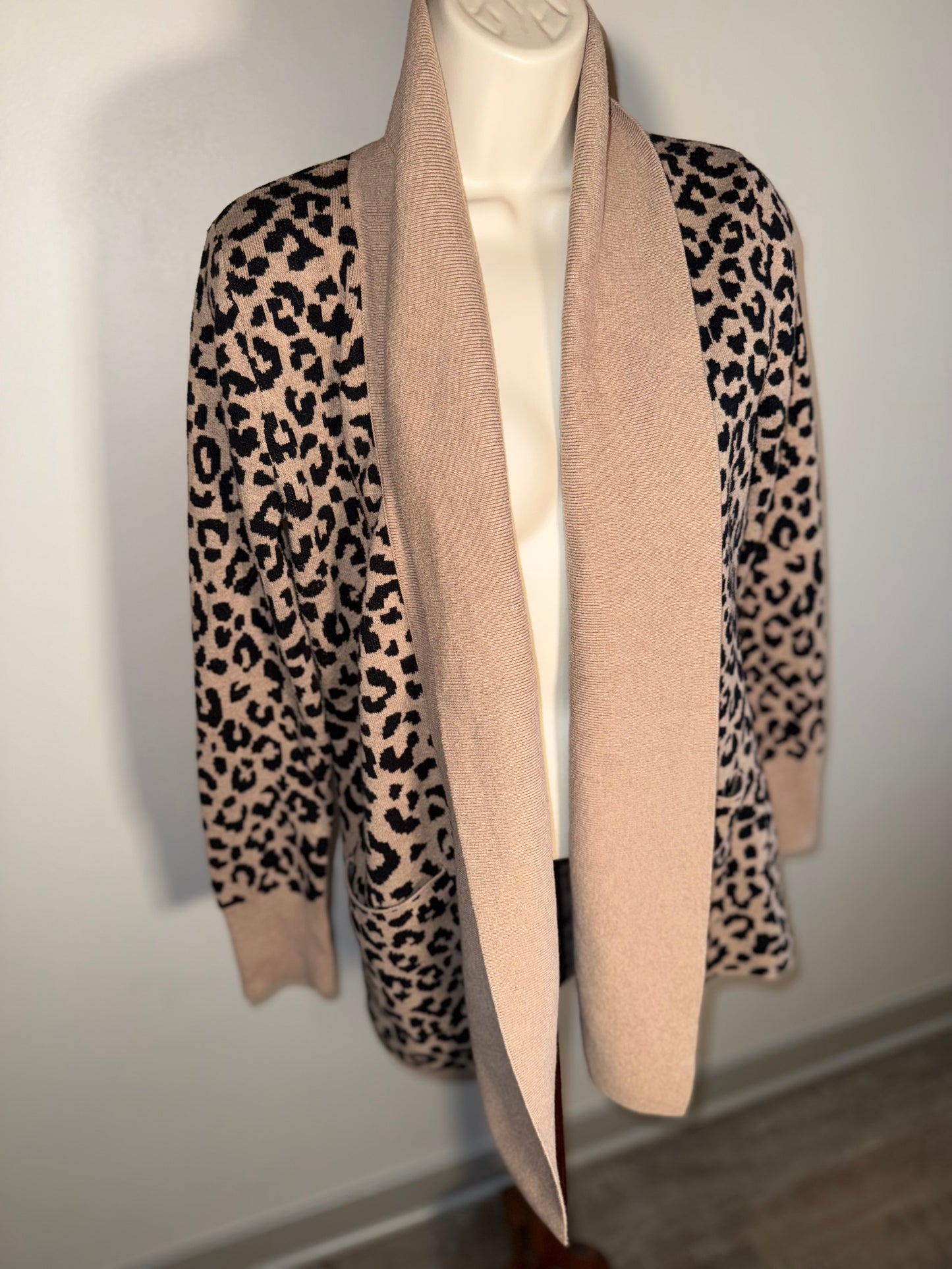 Yet Again (Large) Neutral Cheetah Print Sweater Cardigan