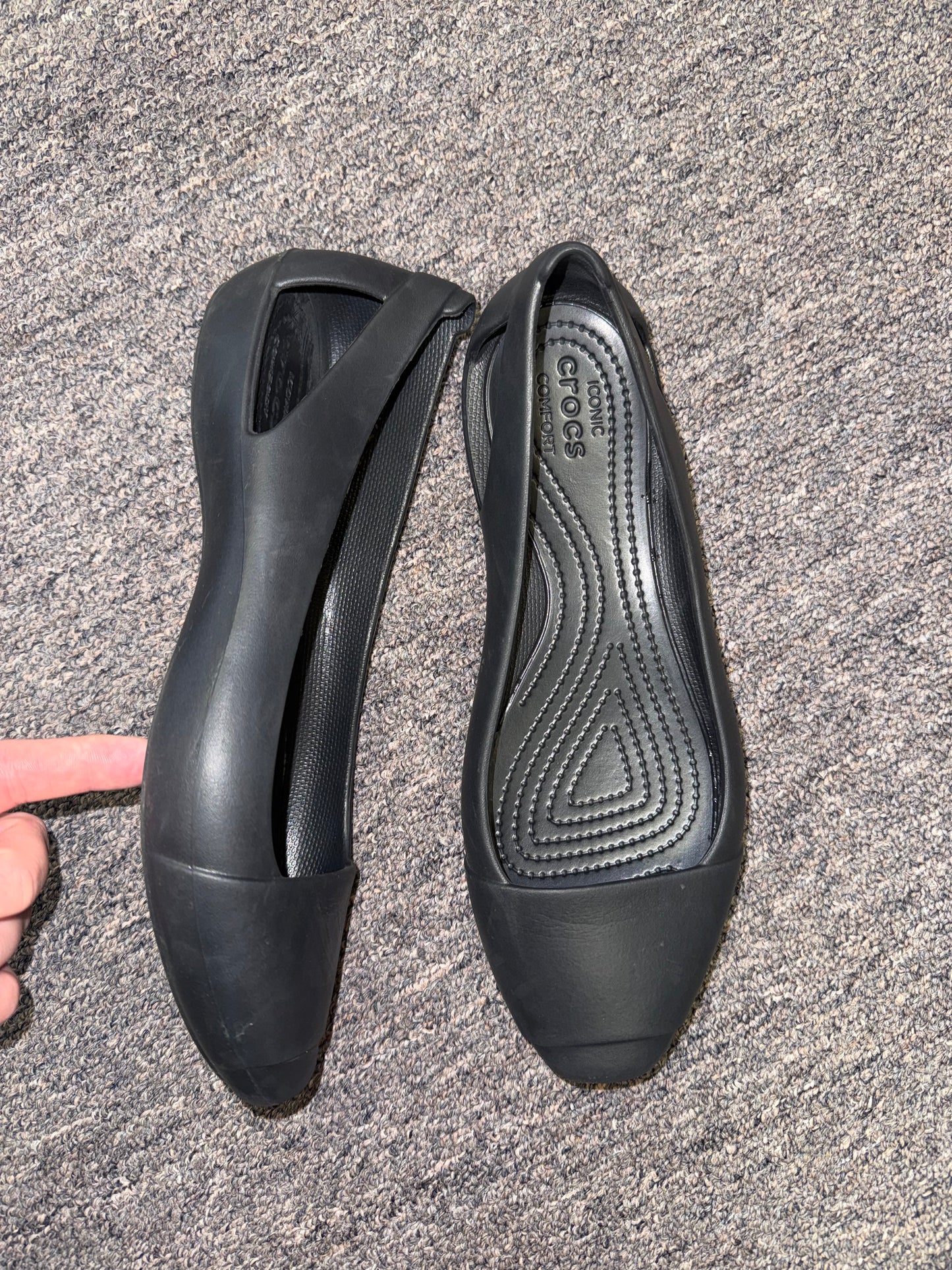Crocs (10) Black Iconic Comfort Slip On Flats