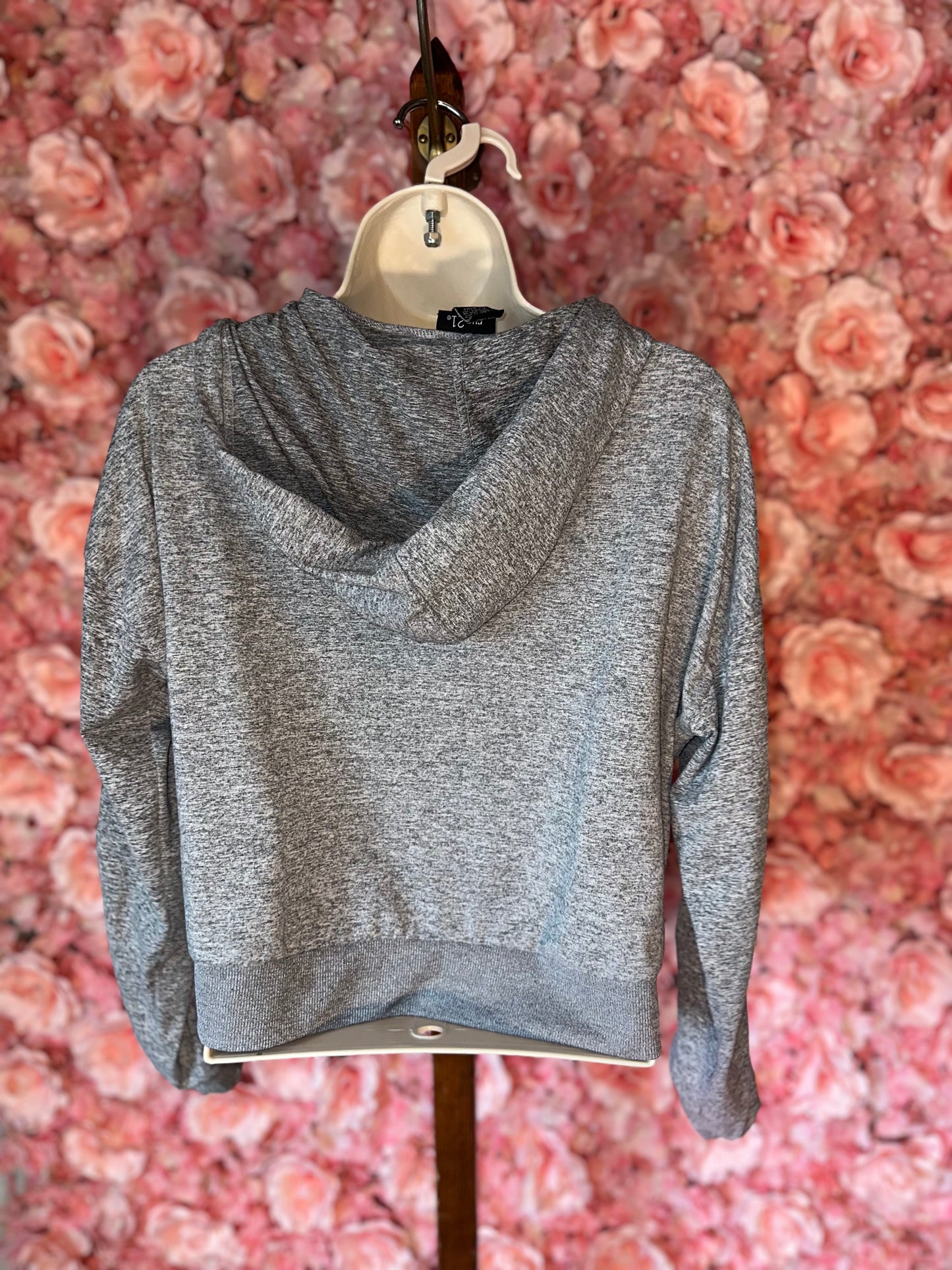 Rue 21 (Small) Grey Hoodie with Striped Sleeves