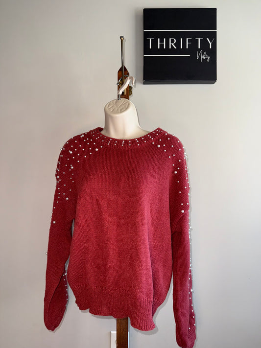 Staccato (Small/Medium) Burnt Orange Sweater with Pearl Sleeves
