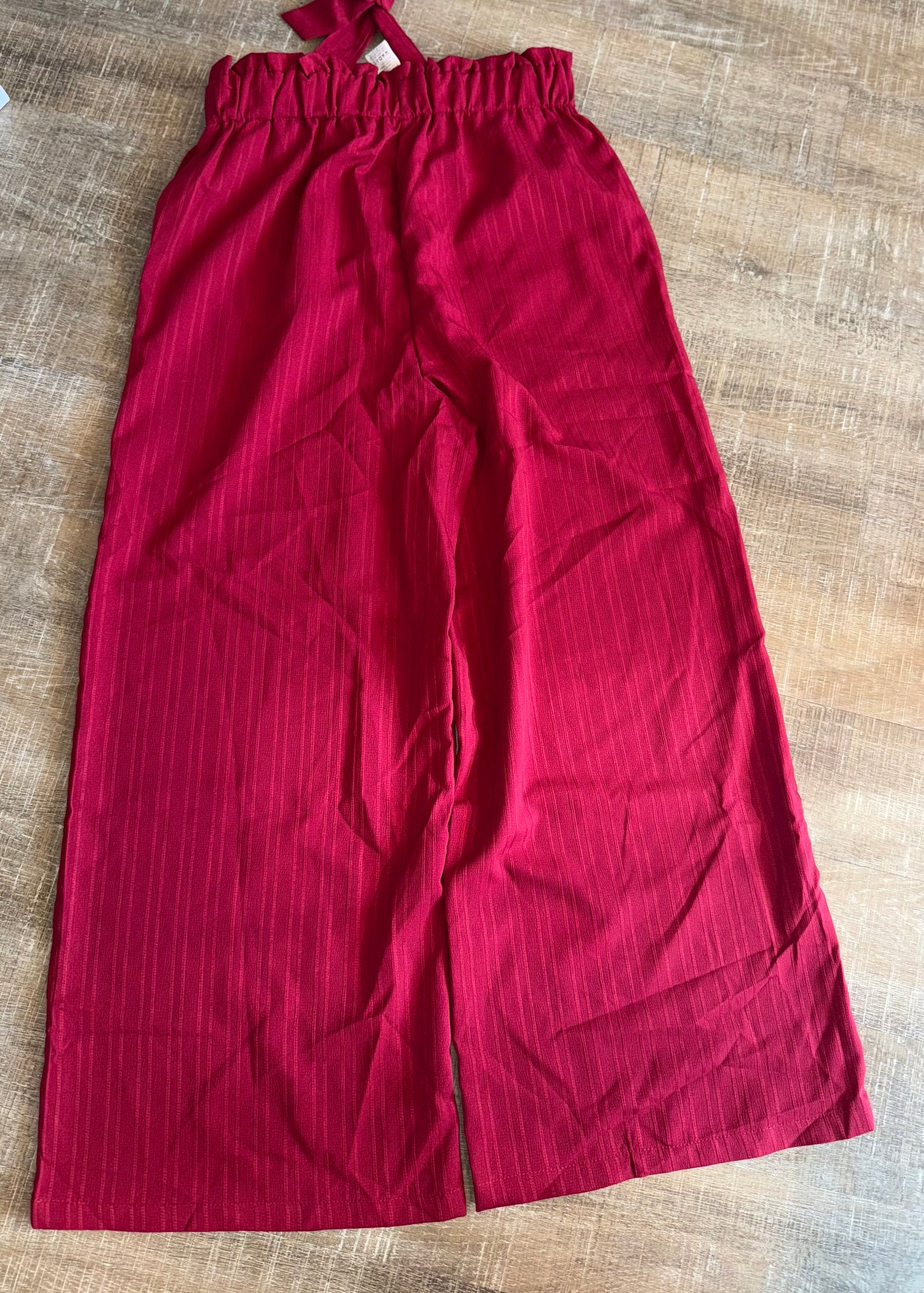 SHEIN (Large) Burgundy Wide Leg Lightweight Tied Pants