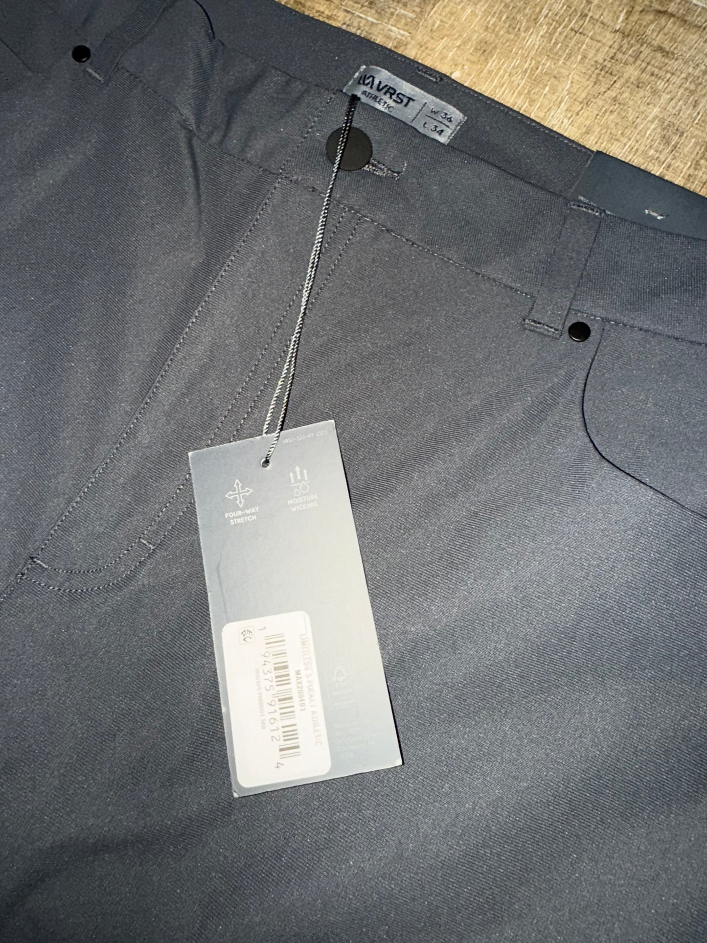 NWT VRST (34) Brand New Dark Grey Athletic Fit with 4 Way Stretch