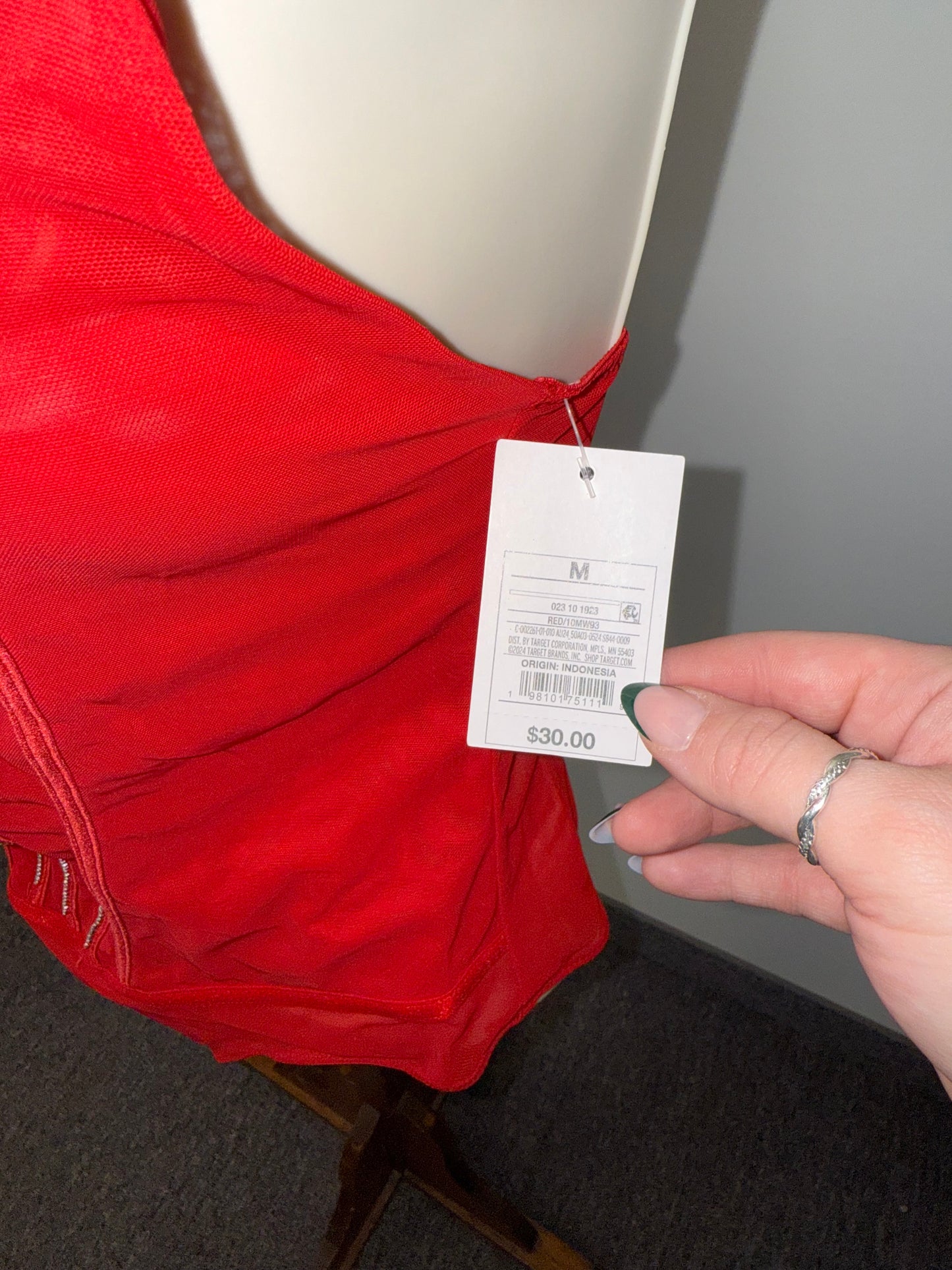NWT Auden (Medium) Brand New Red One Piece Jeweled Lingerie Bodysuit