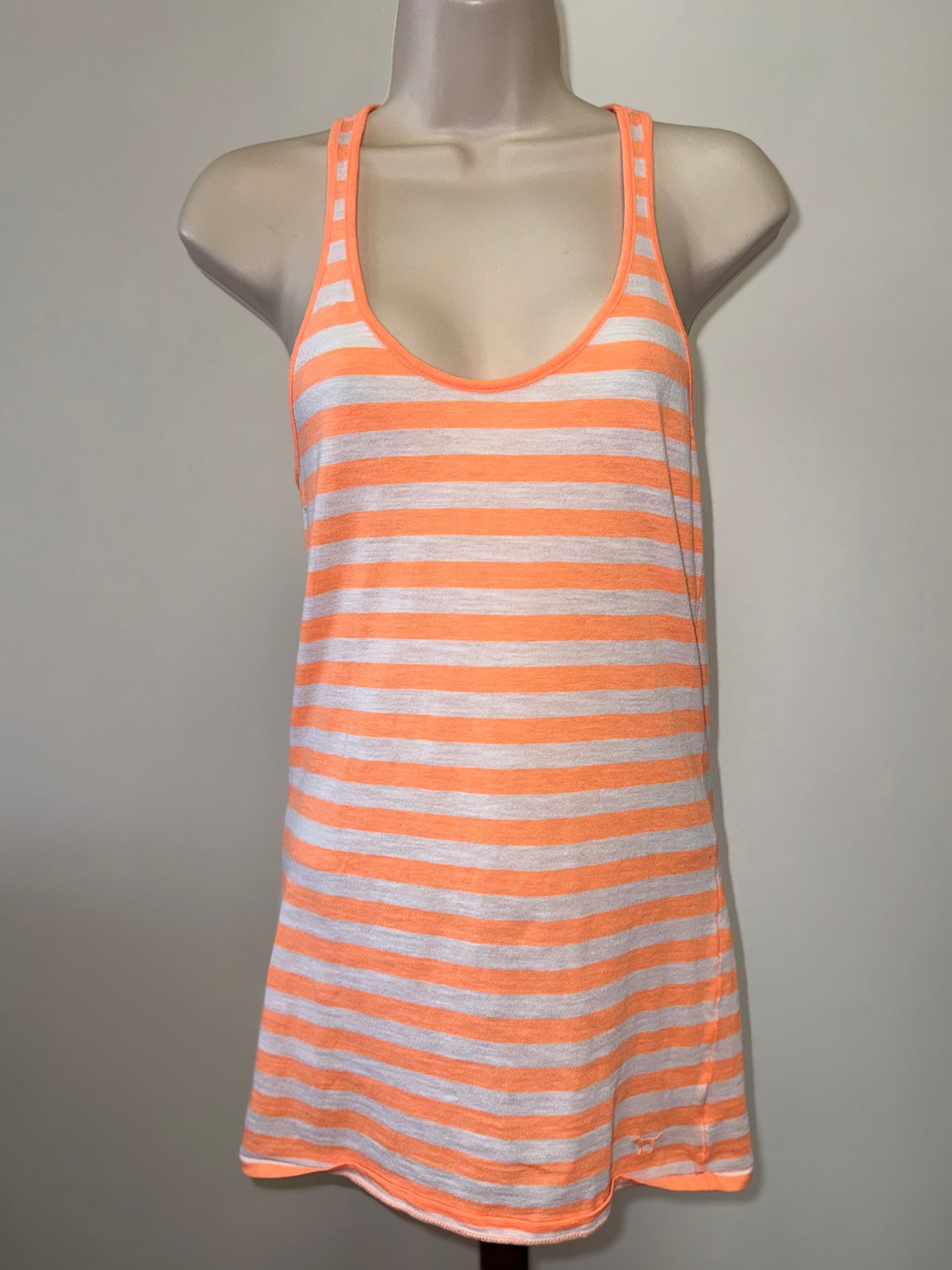 PINK Victoria's Secret (Small) Orange/Grey Striped Racerback Tank Top