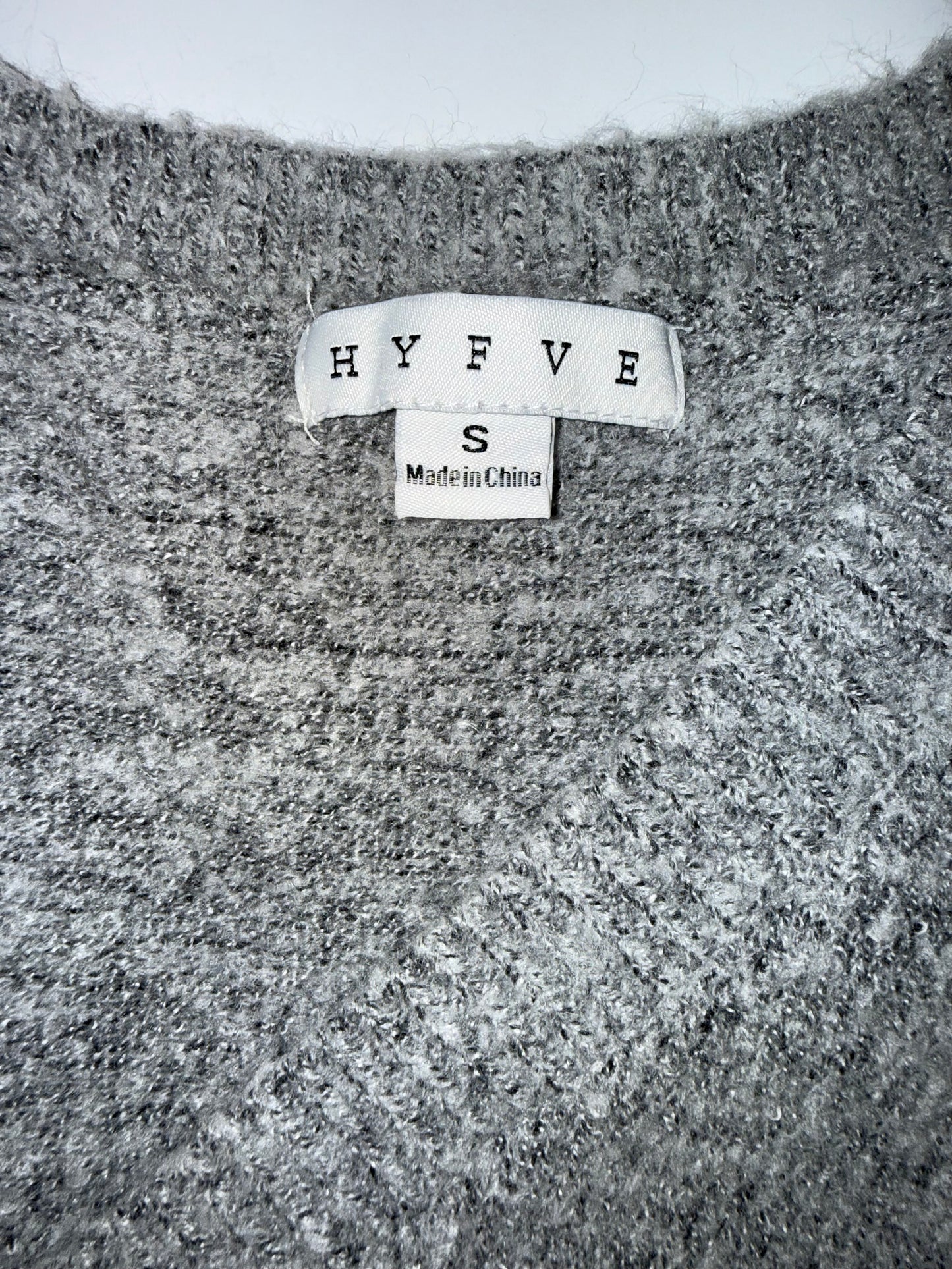 HYFVE (Small) Grey V-Neck Button Up Sleeveless Sweater Vest