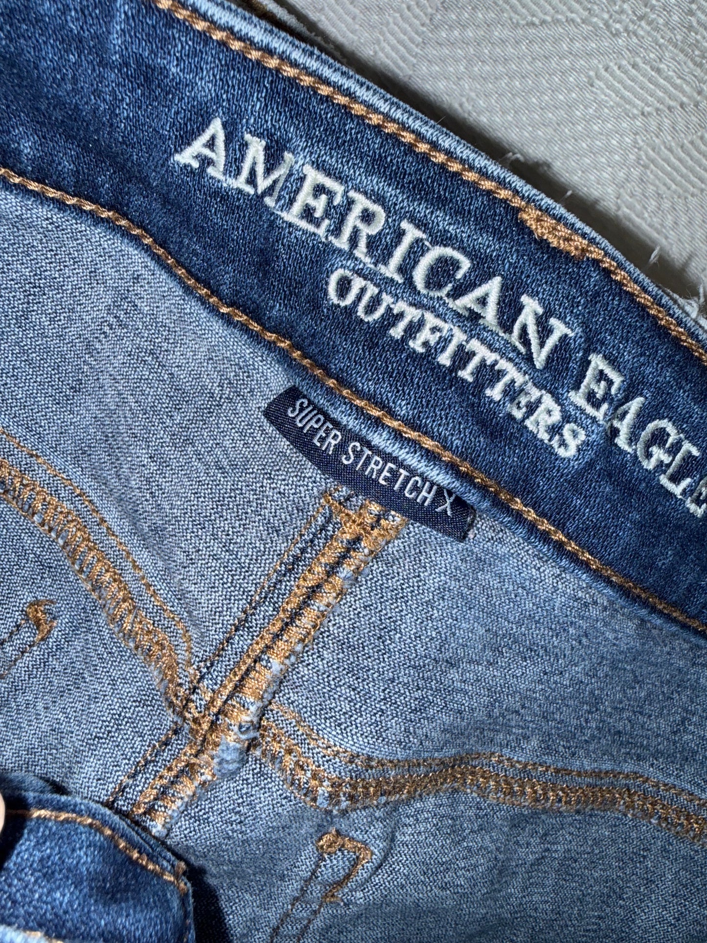 American Eagle (2) Distressed Denim Midi Jean Shorts with Next Level Stretch X