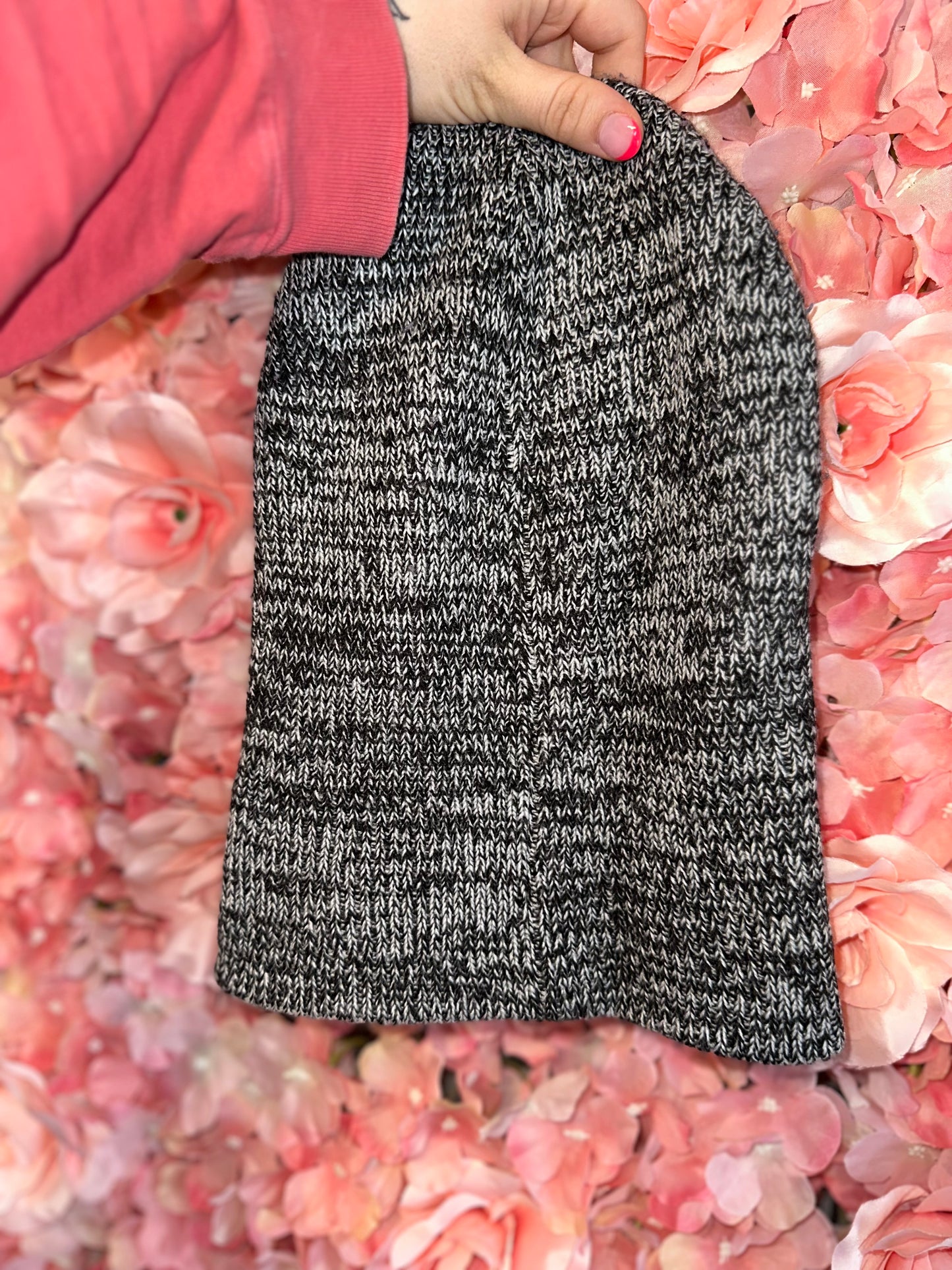 PINK Victoria's Secret (OS) Black/Grey Reversible Knit Winter Hat