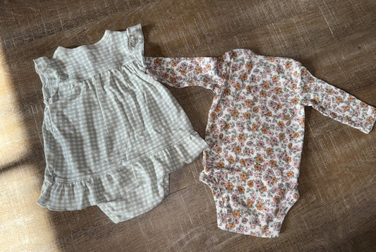 Carters (3 Month) 2 Piece Girls Onesie