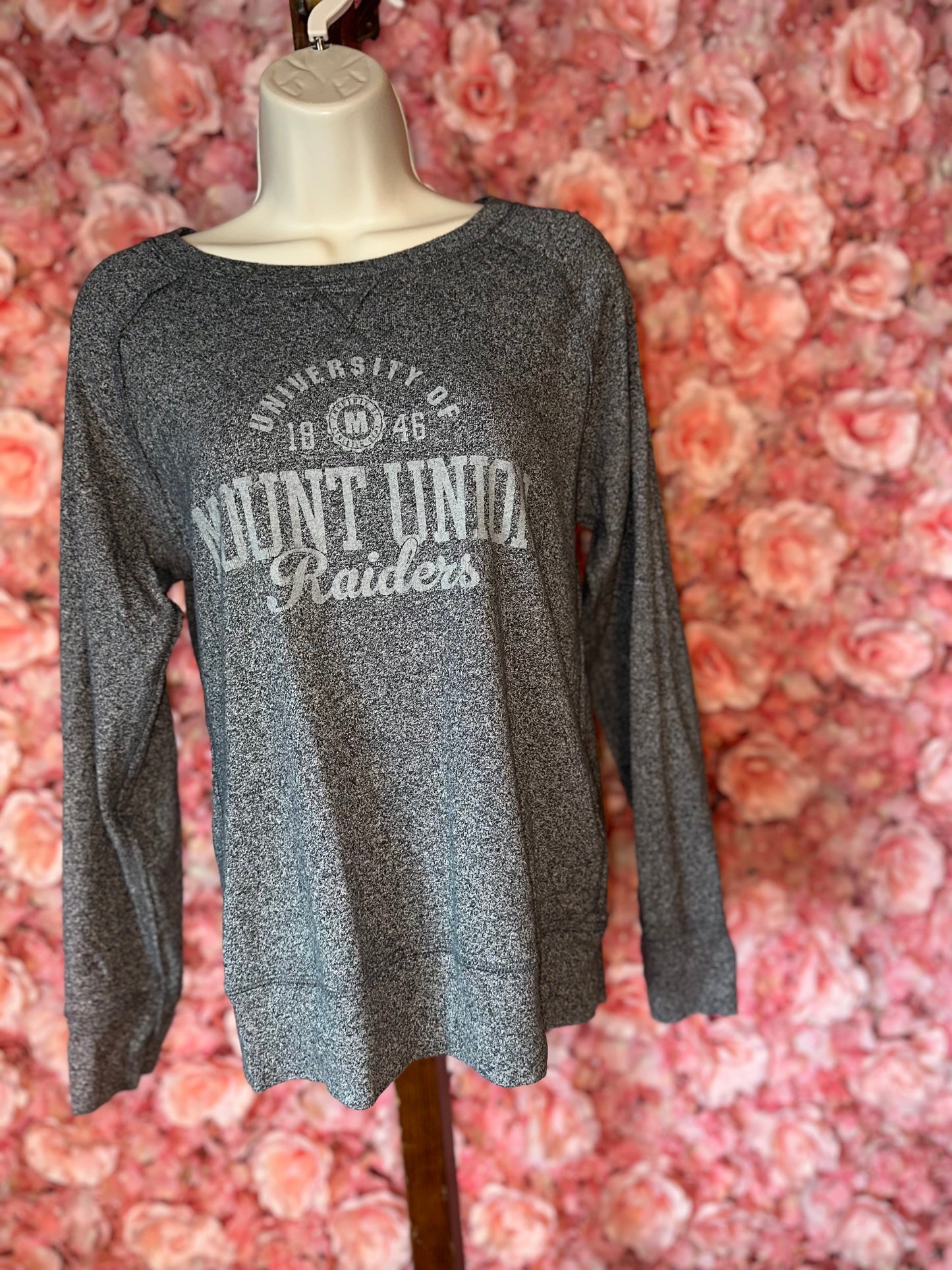 (Medium) Grey Mount Union Raiders Crewneck