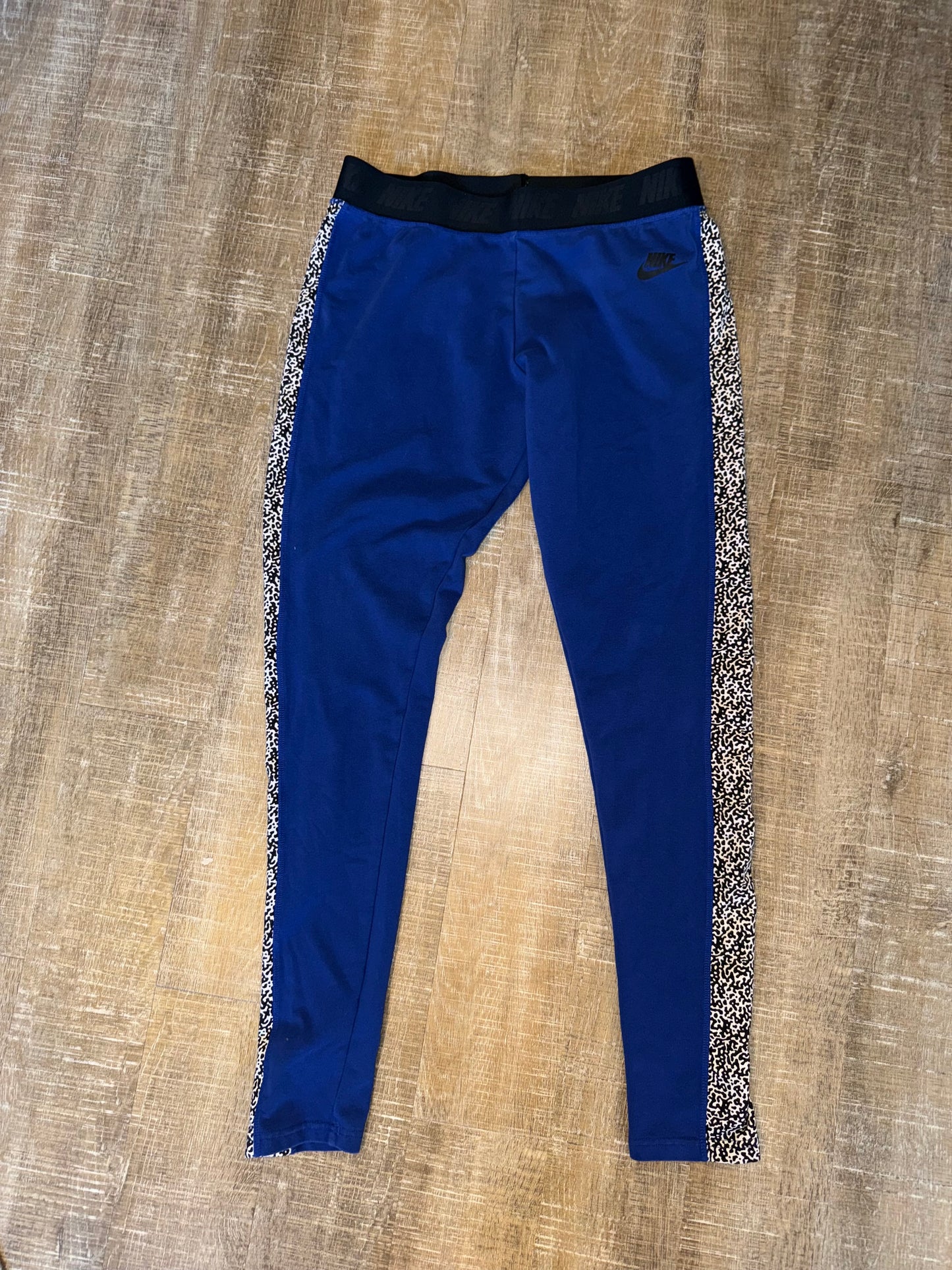 Nike (XL) Blue Leg-A-See Leggings with Spec Pattern Sides