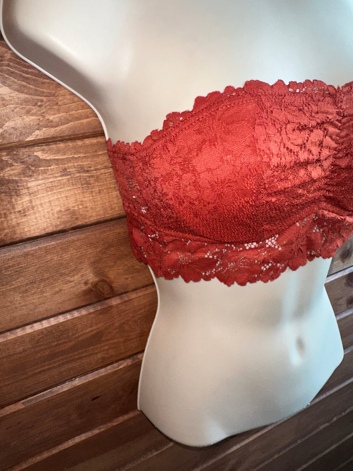 Auden (XS) Burnt Orange Lace Strapless Bra