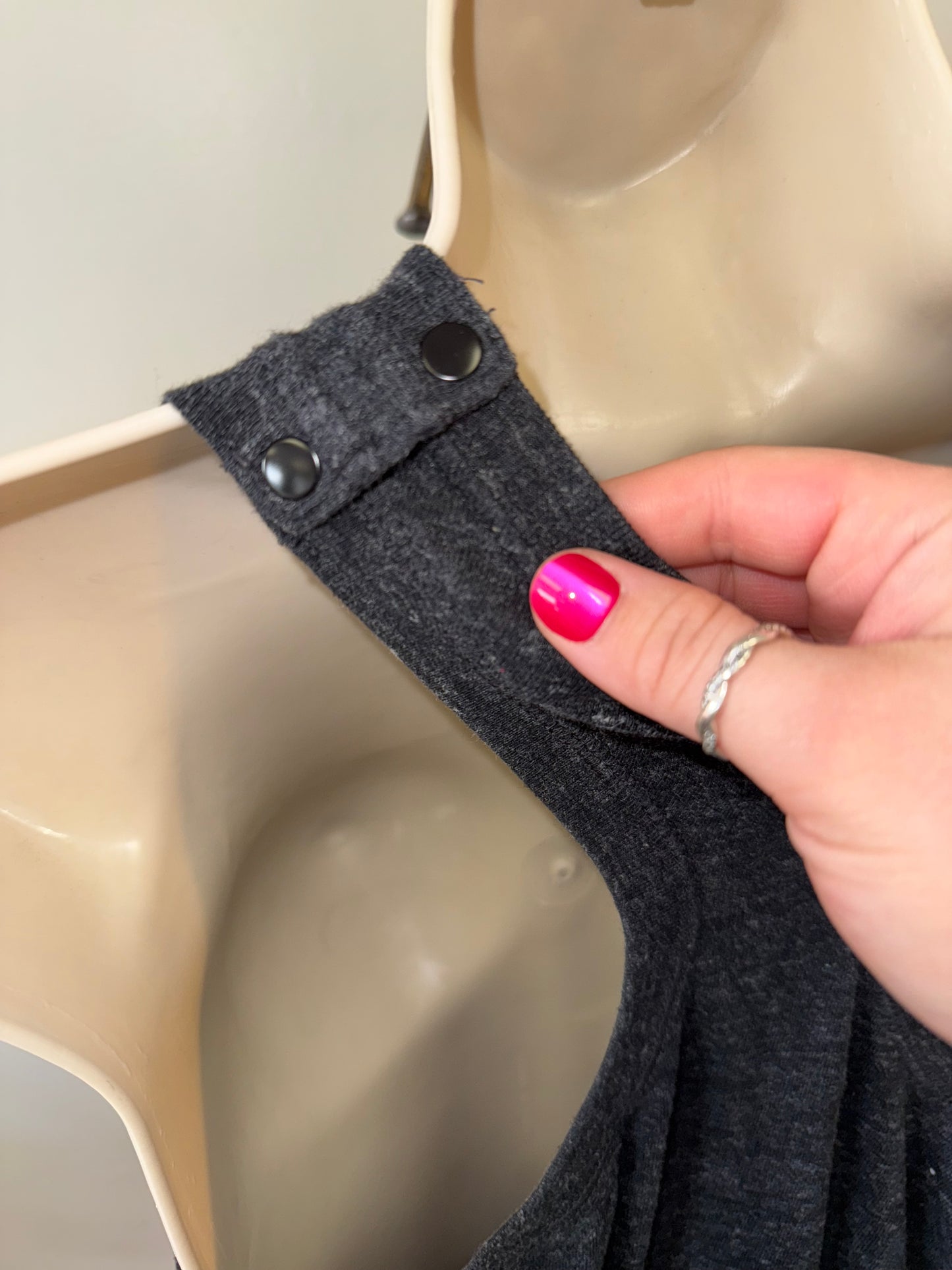 Nike (Medium) Dark Grey Romper with Pockets and Buttoned Shoulder