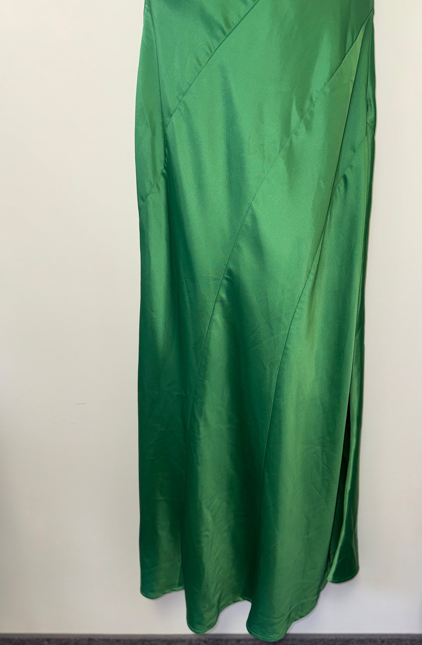 Hello Molly (4) Green One Shoulder Elegant Evening Maxi Dress with Neck Scarf