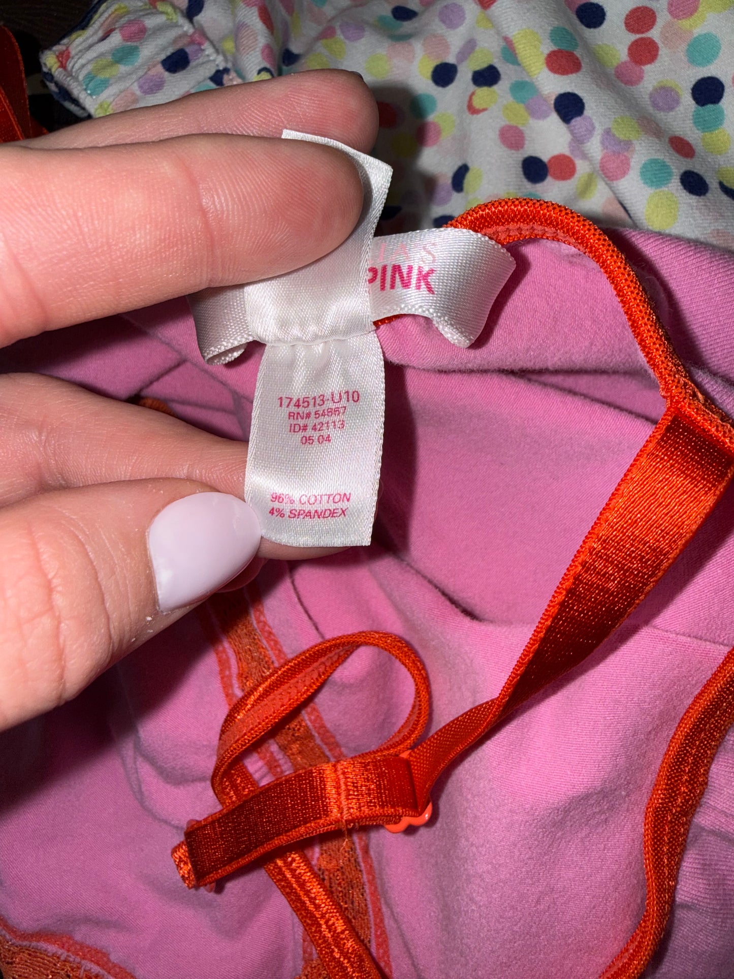 PINK Victoria's Secret (Small) Pink and Red Lace Cropped Sleepwear Tank Top