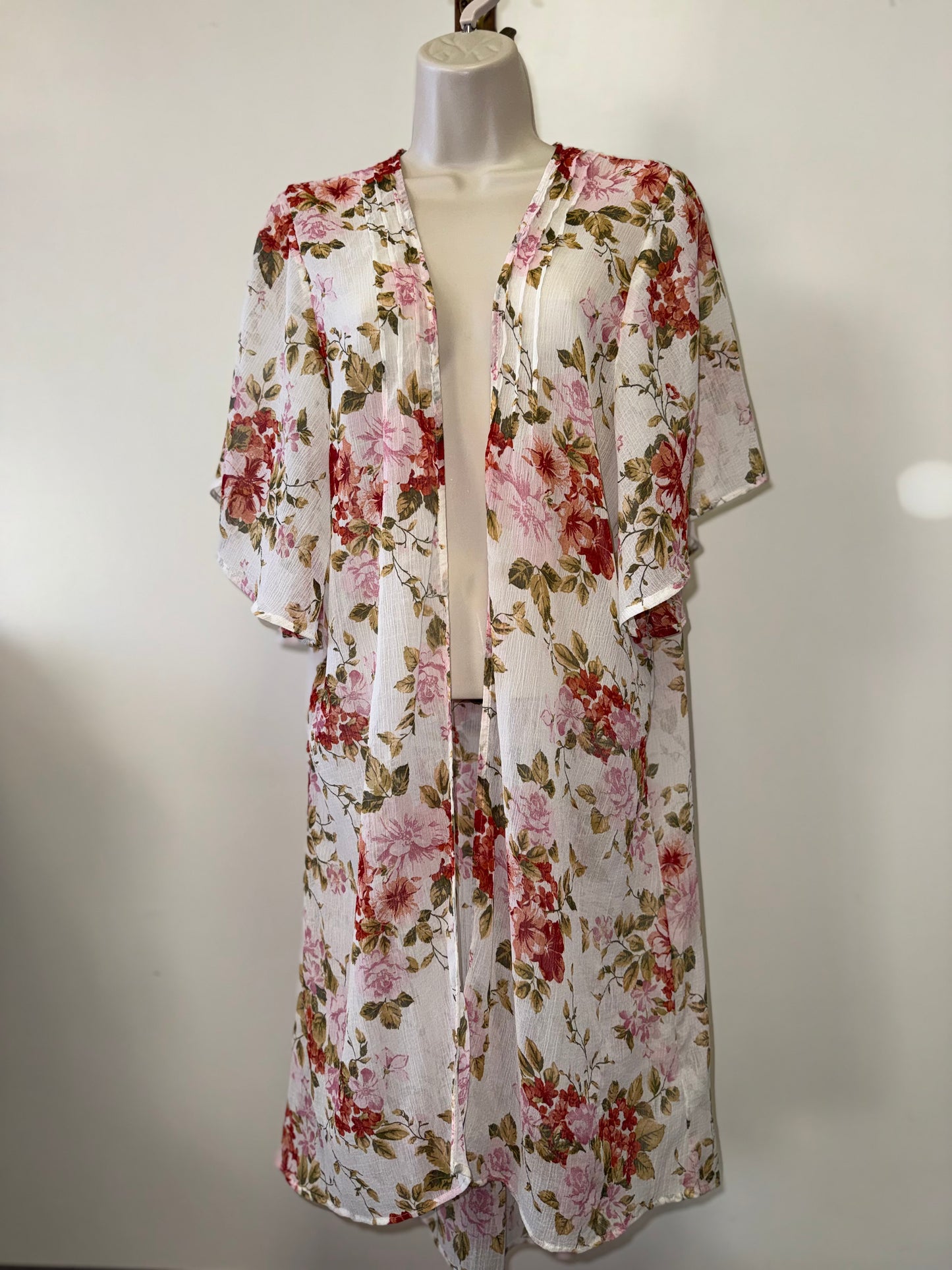 American Eagle (Medium) Neutral Floral Flowy Long Cover Up