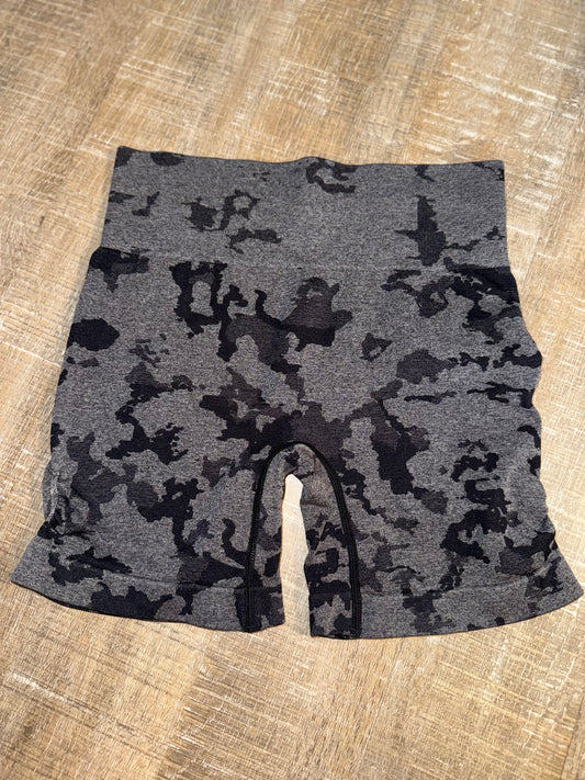Black/Grey Camo Pattern Biker Shorts