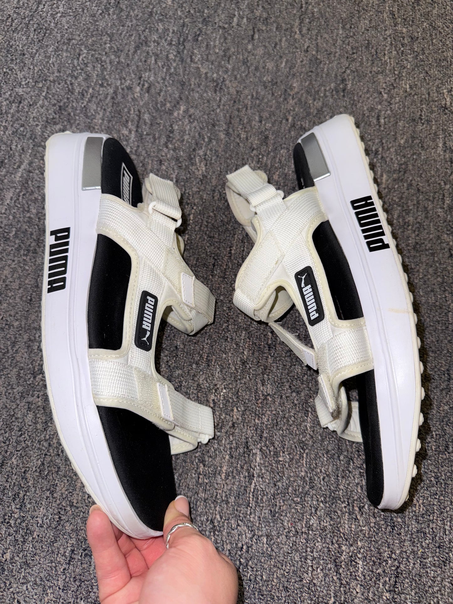 Puma (11) Black and White Velcro Sandals