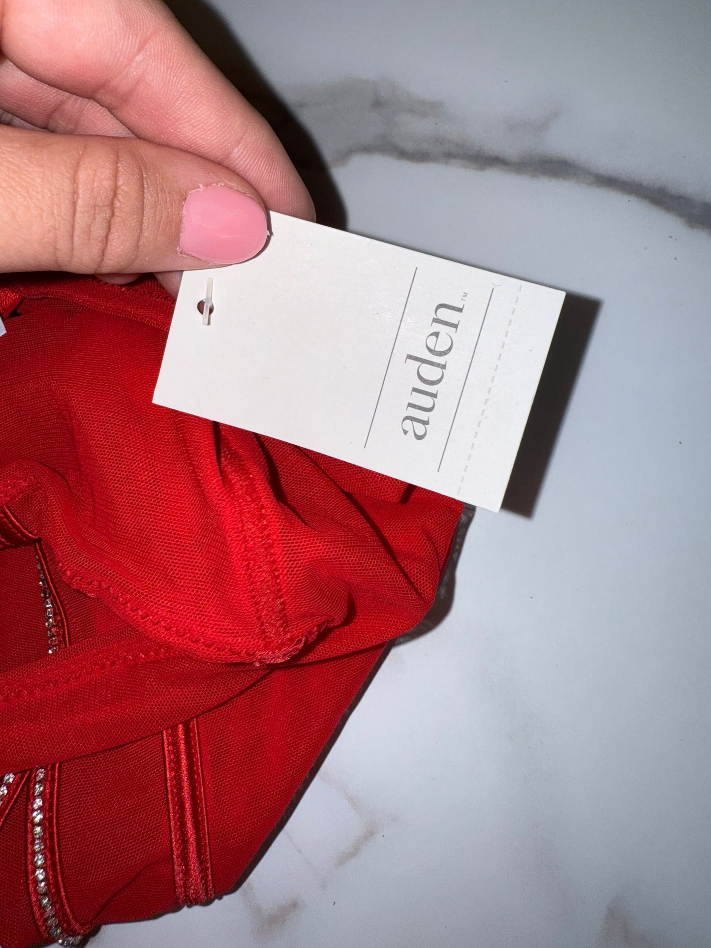 NWT Auden (Small) Brand New Red One Piece Jeweled Lingerie Bodysuit