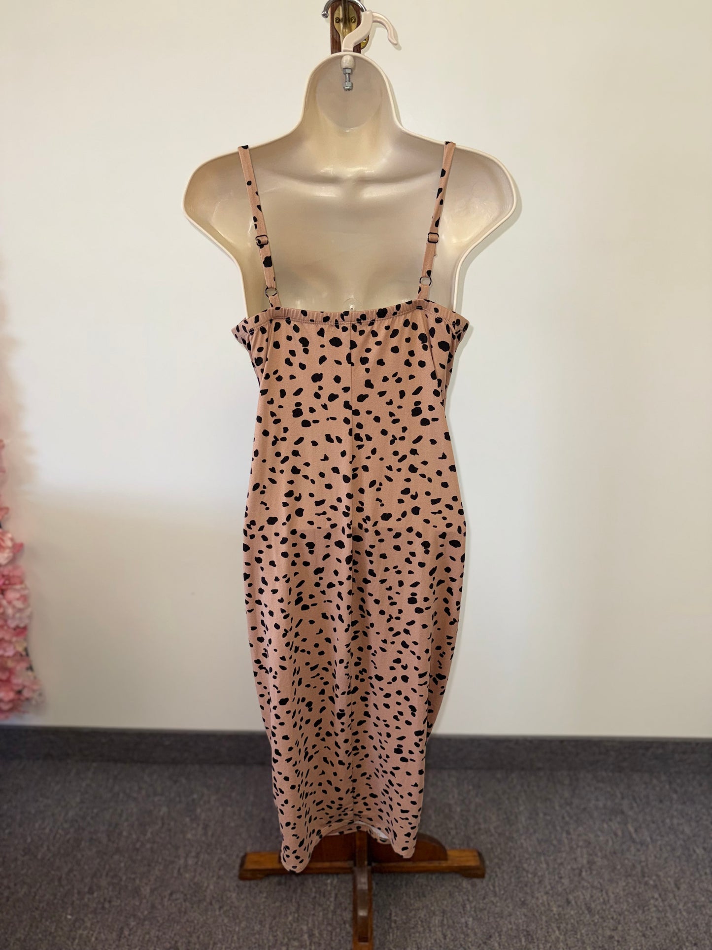 Nine Britton (Small) Neutral Cheetah Print Maxi Dress with Twist Front Detail