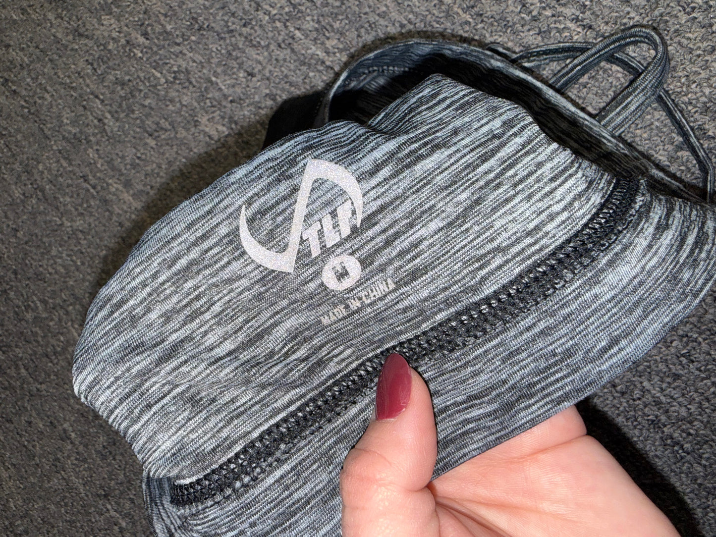 TLF (Medium) Grey Sports Bra with Black Mesh Front