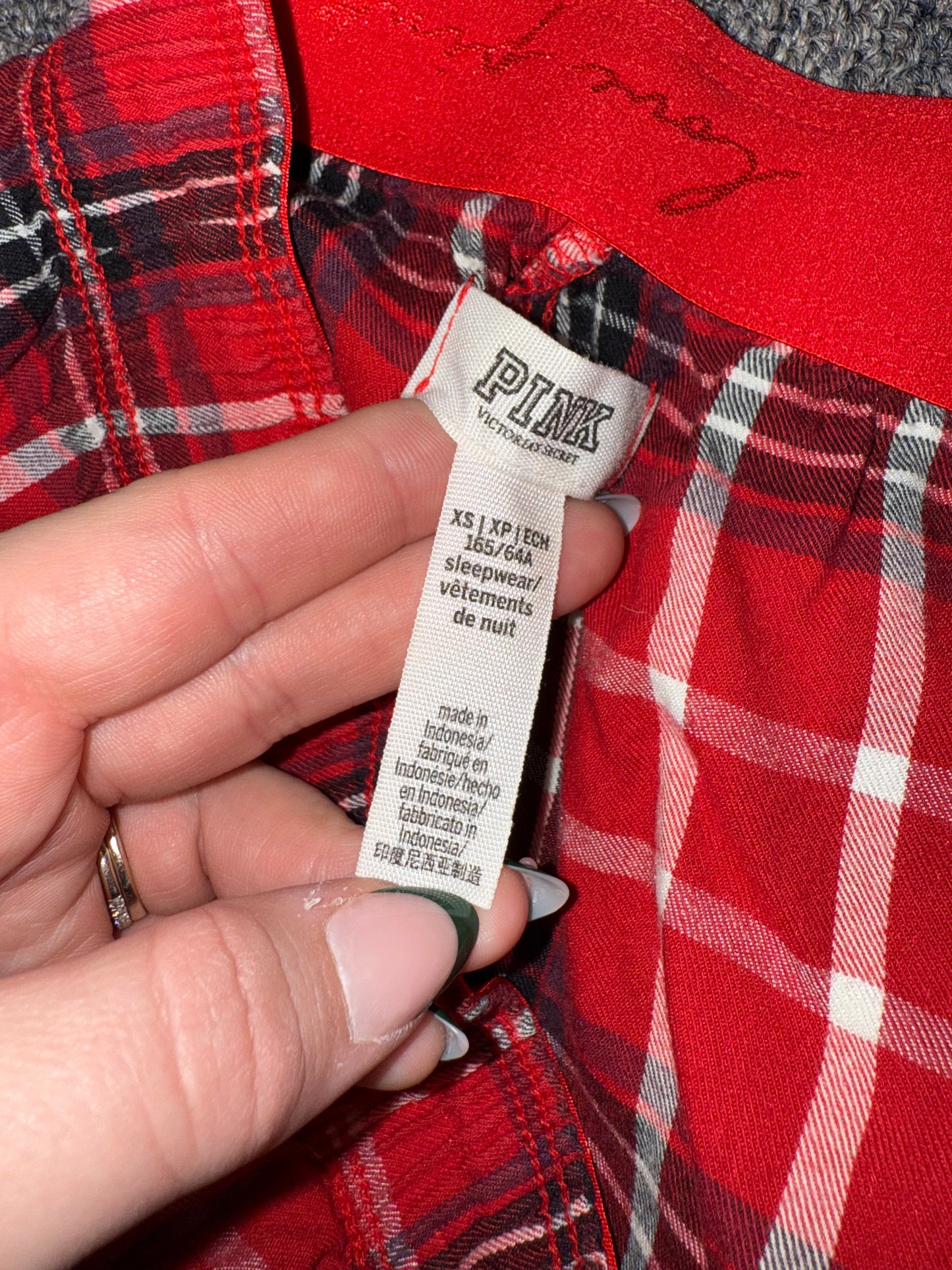 PINK Victoria's Secret (XS) Red Plaid Lounge Shorts with Gold 'PINK' Butt