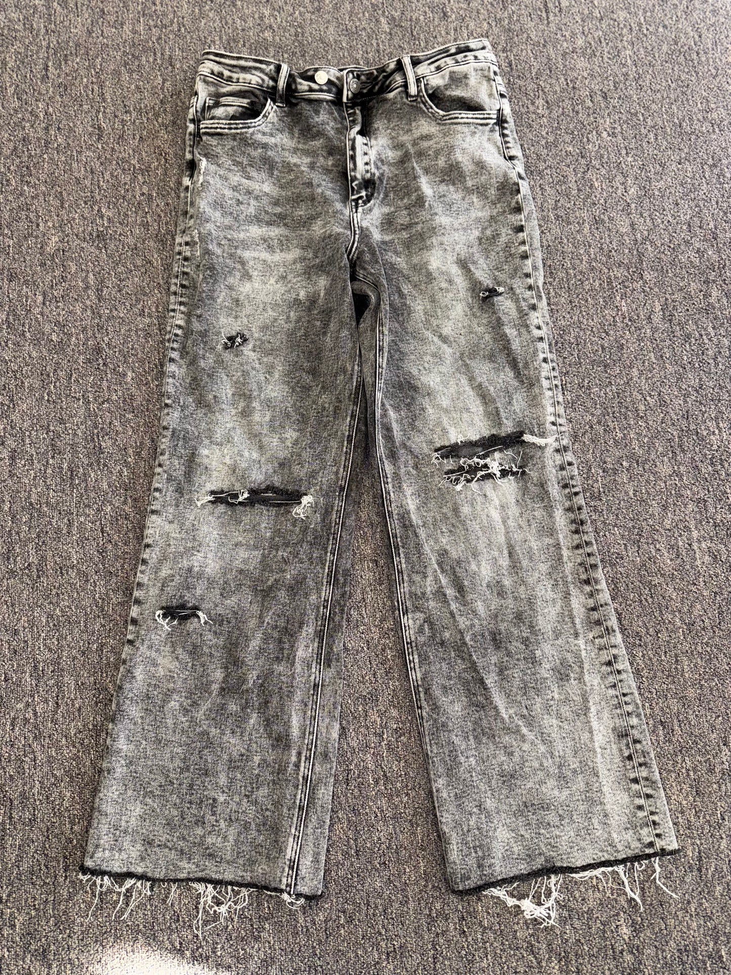 Vervet (32) Black//Grey Acid Wash Distressed Denim Jeans