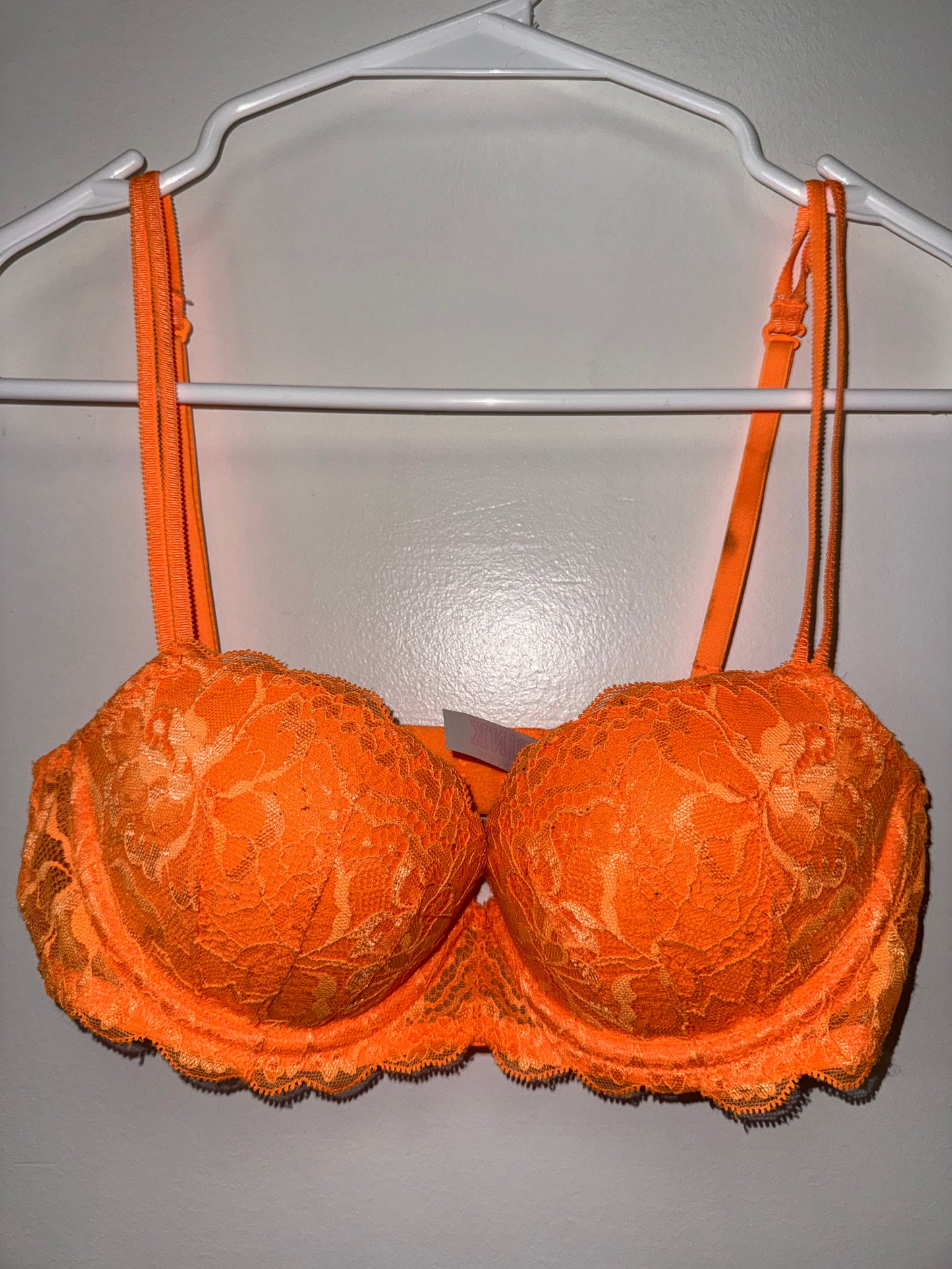 PINK Victoria's Secret (32B) Neon Orange Date Push Up Bra