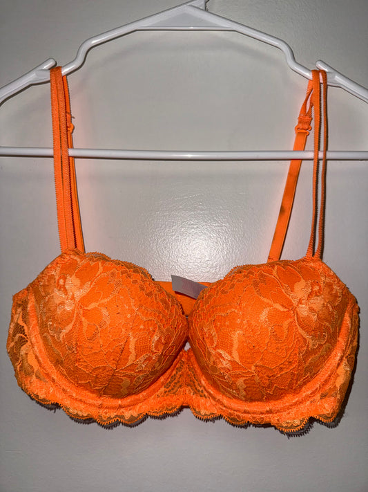 PINK Victoria's Secret (32B) Neon Orange Date Push Up Bra