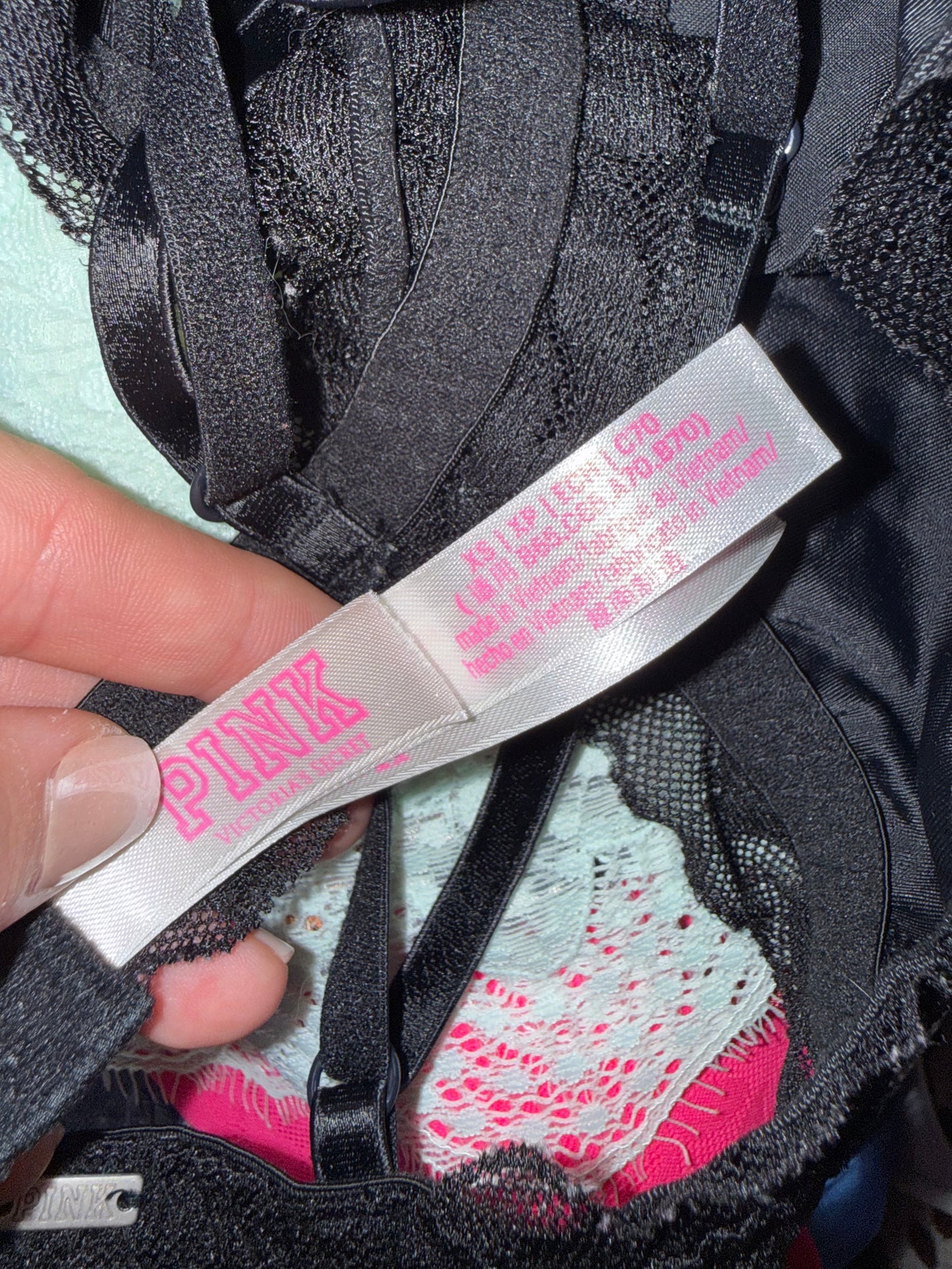 PINK Victoria's Secret (XS) Black Lace Triangle Bralette